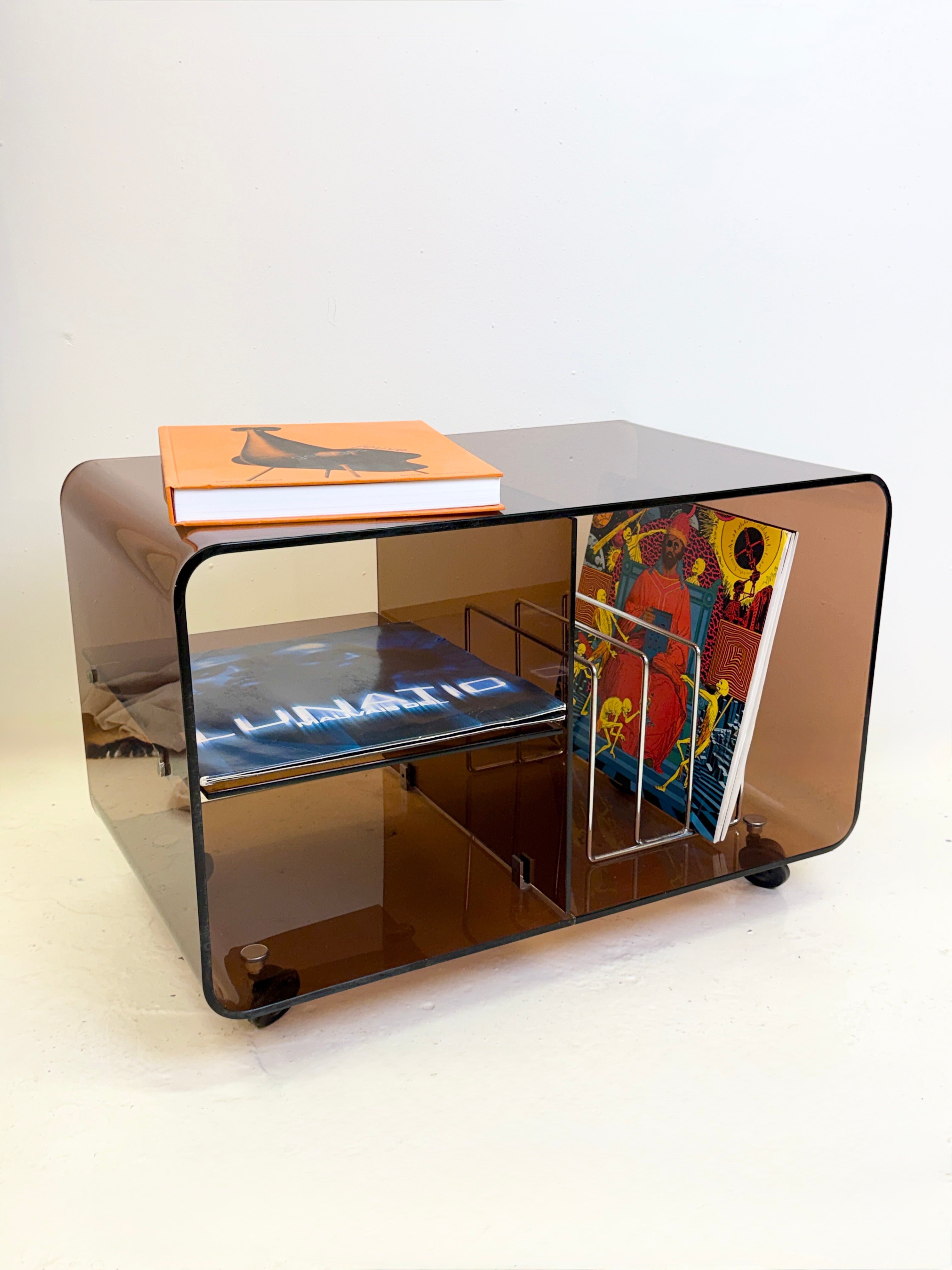 RANGE-VINYLES EN PLEXI, MICHEL DUMAS POUR ROCHE BOBOIS, 1970S