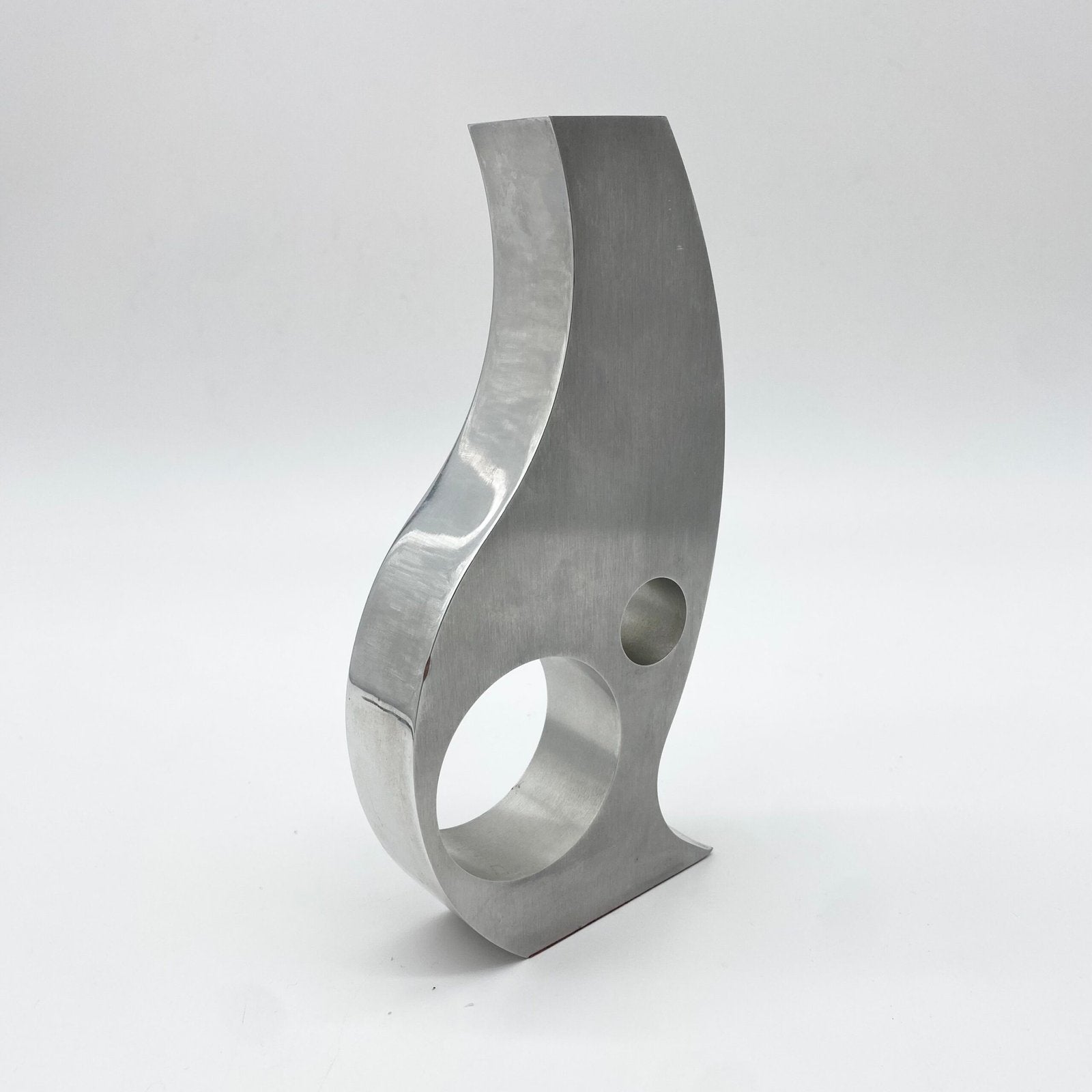BOUGEOIR / VASE "SPAGE AGE" ALU BROSSÉ, 1970s