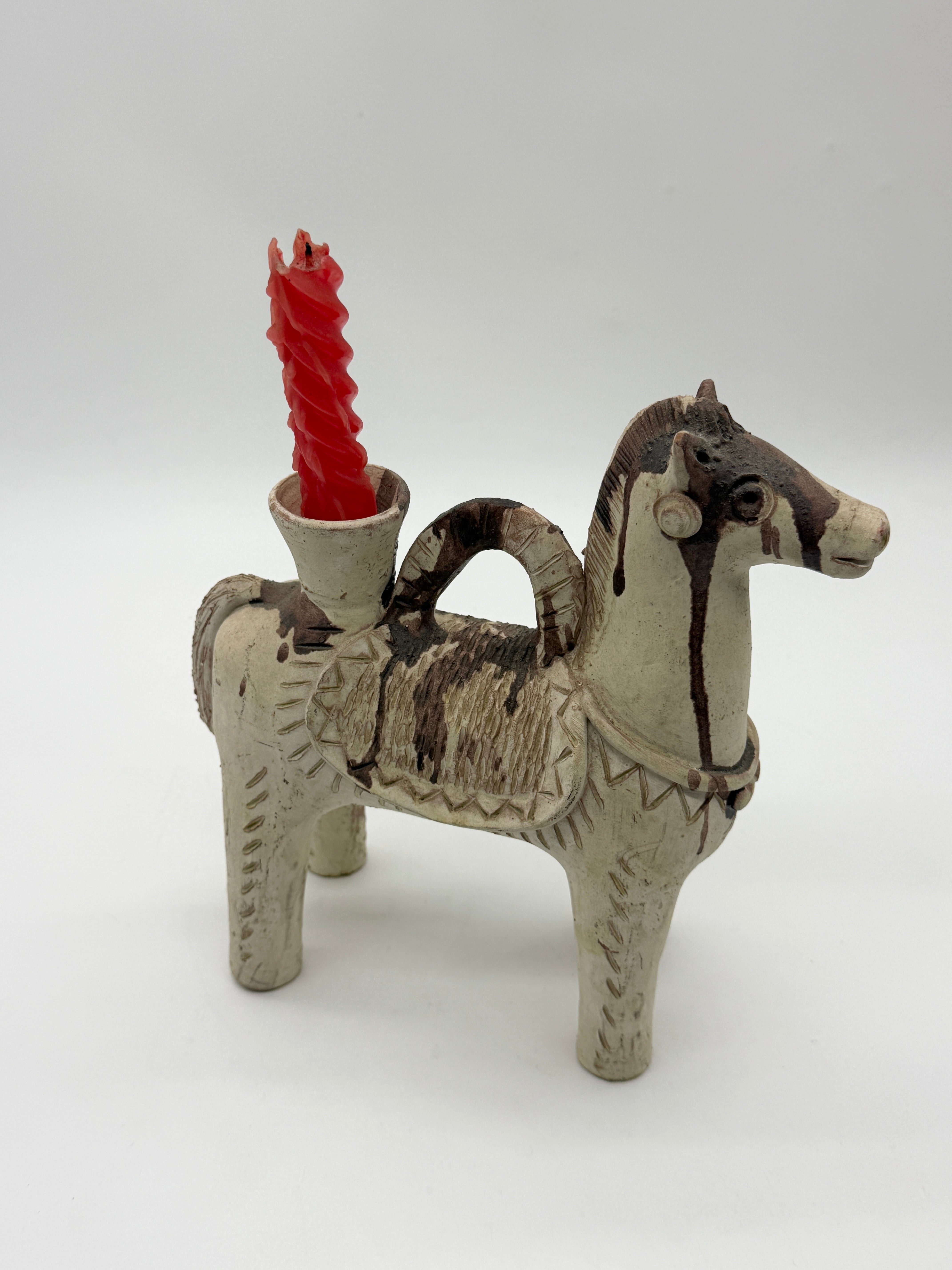 CHEVAL BOUGEOIR EN CÉRAMIQUE ARTISANALE SARDE, 1960s