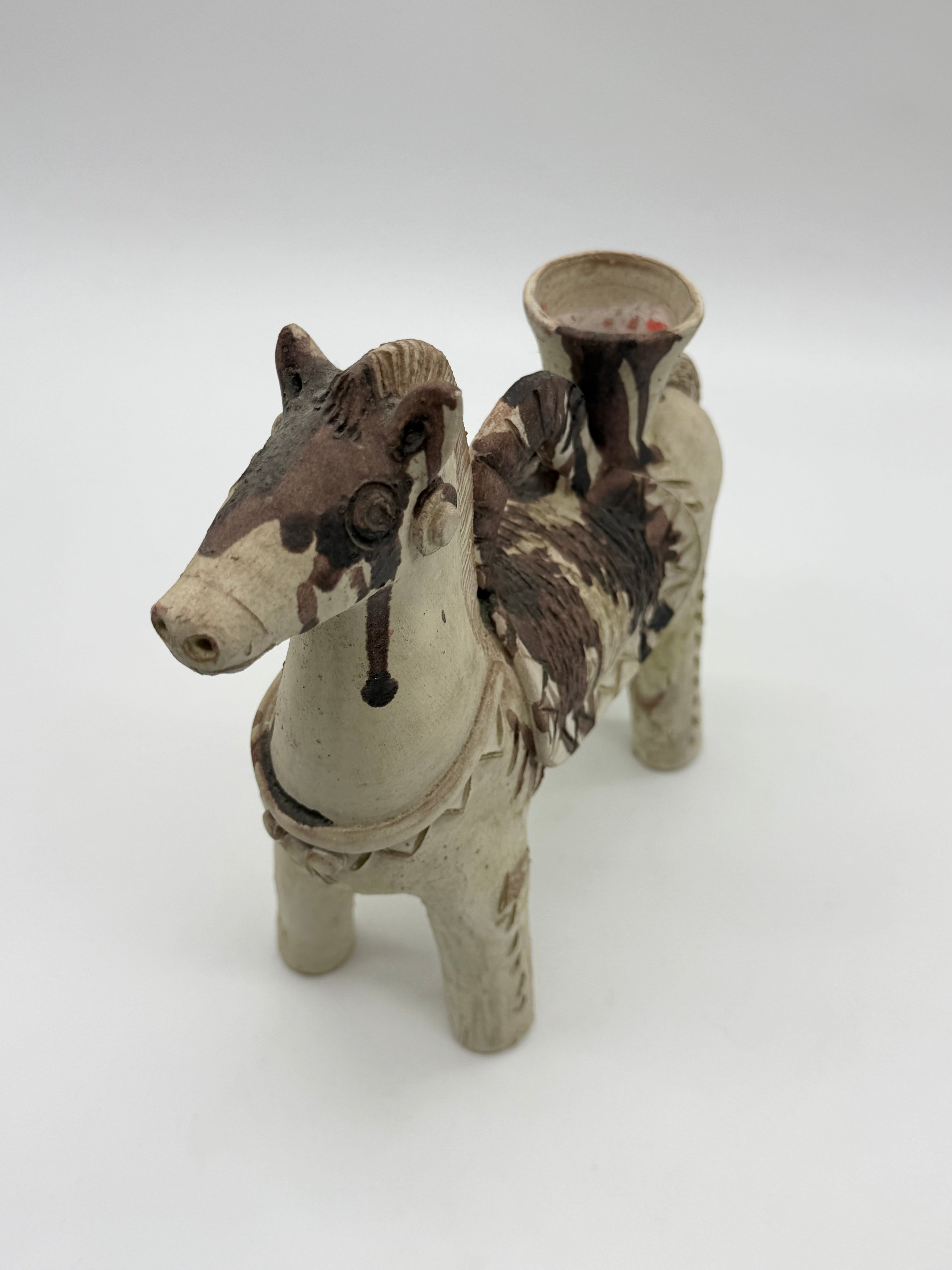 CHEVAL BOUGEOIR EN CÉRAMIQUE ARTISANALE SARDE, 1960s