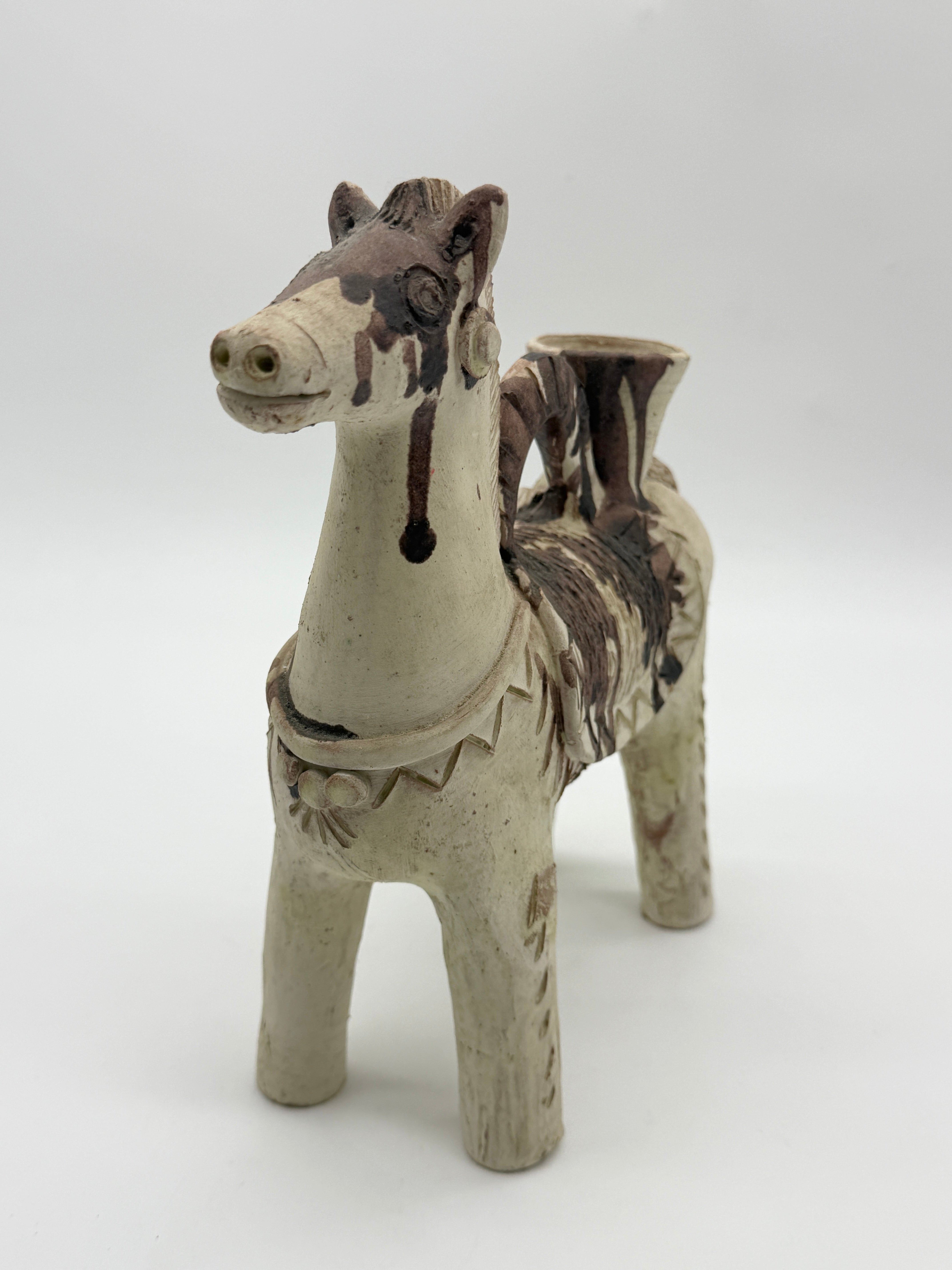 CHEVAL BOUGEOIR EN CÉRAMIQUE ARTISANALE SARDE, 1960s