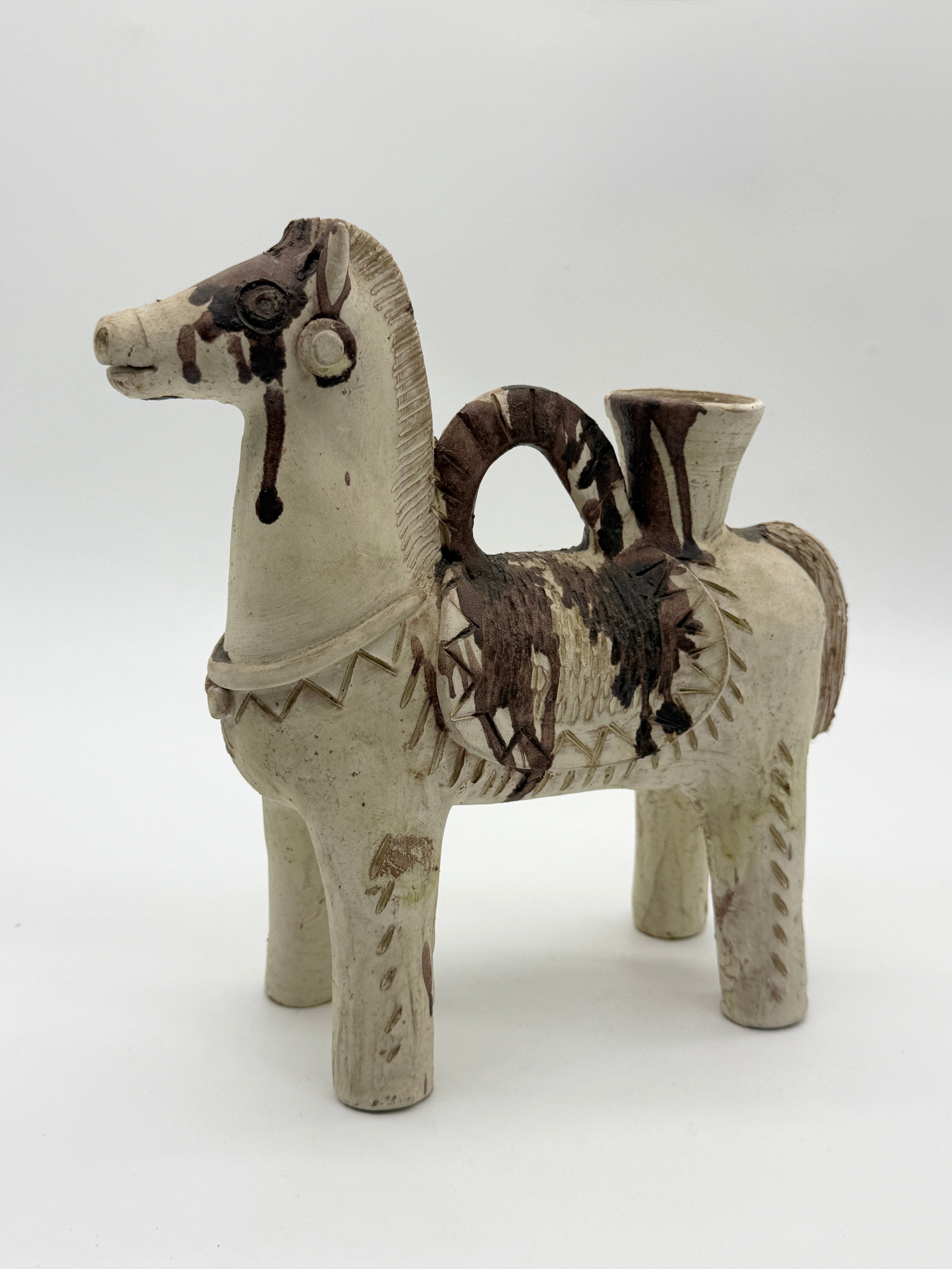 CHEVAL BOUGEOIR EN CÉRAMIQUE ARTISANALE SARDE, 1960s