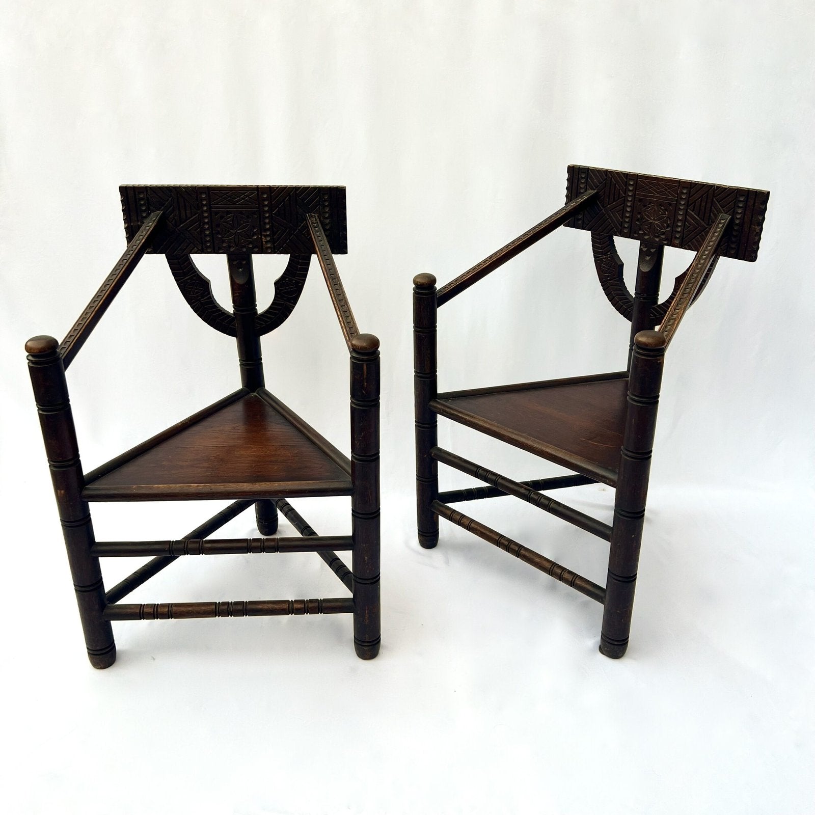 PAIR OF MONK CHAIRS IN SOLID OAK, SWEDEN, 1900