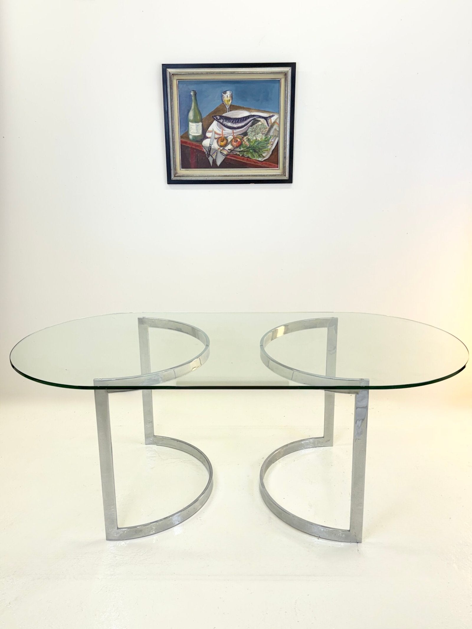 TABLE À MANGER CHROME "SPACE AGE", 1970s
