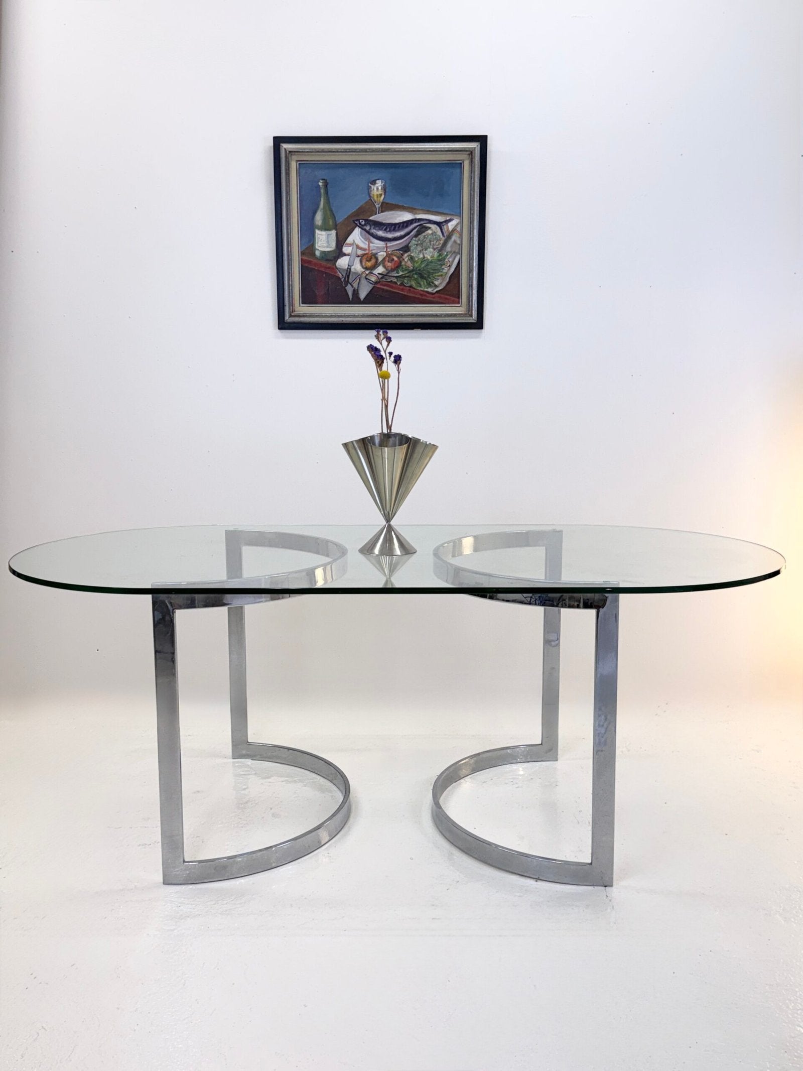 TABLE À MANGER CHROME "SPACE AGE", 1970s