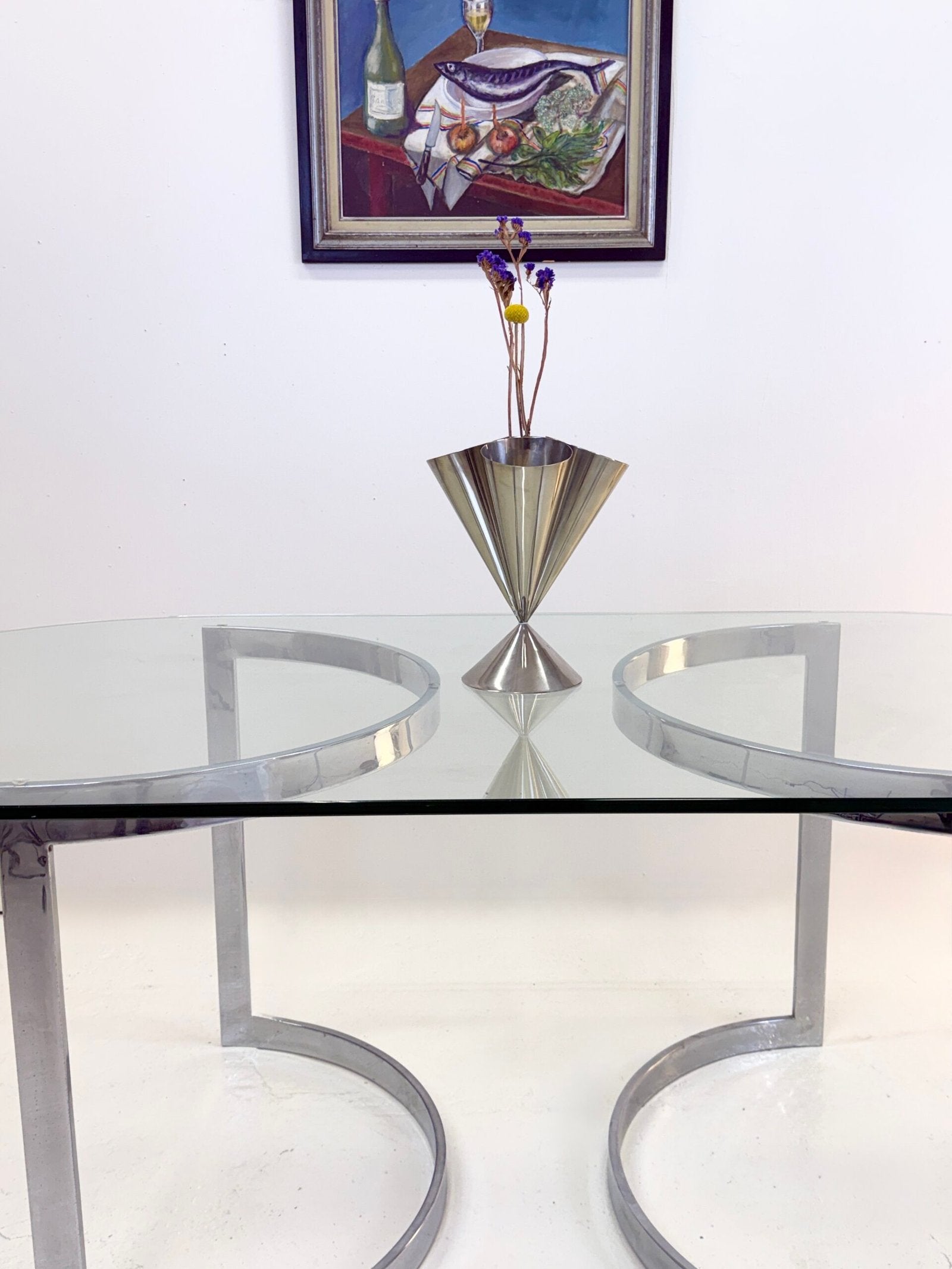 TABLE À MANGER CHROME "SPACE AGE", 1970s