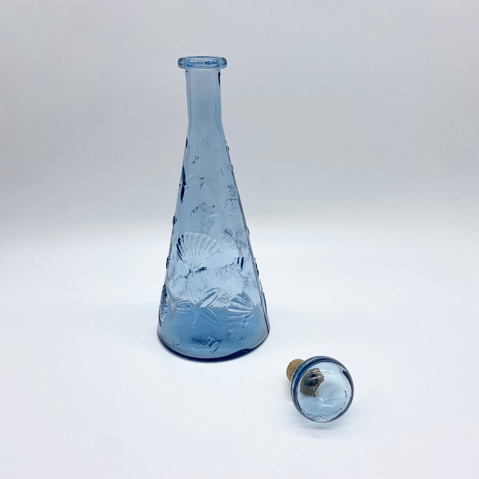 CARAFE "FONDS MARINS" VERRE BLEU – EMPOLI, 1970s