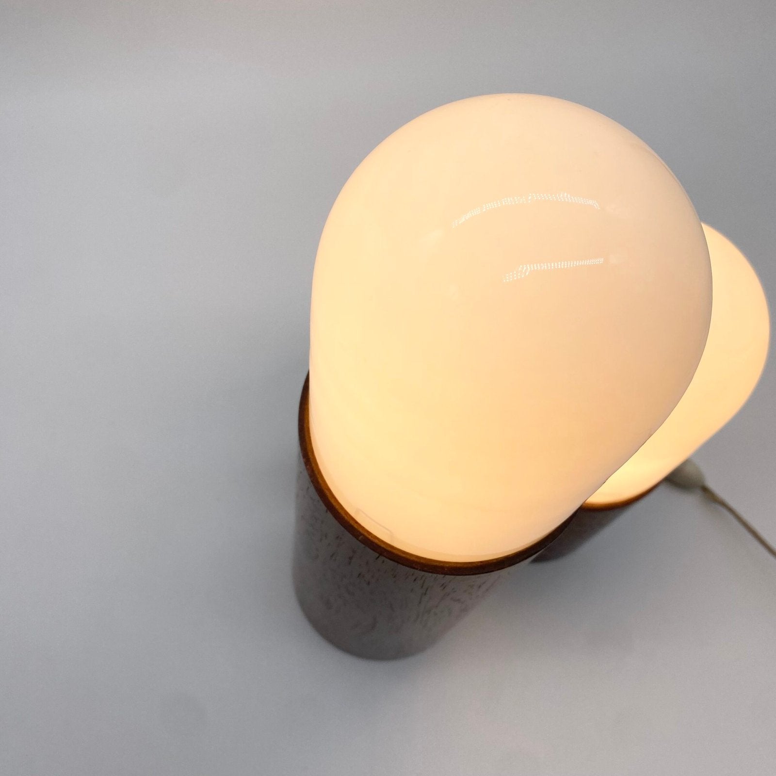 LAMPE “TWIN LIGHTS” / BOIS & VERRE — ITALY, 1970s