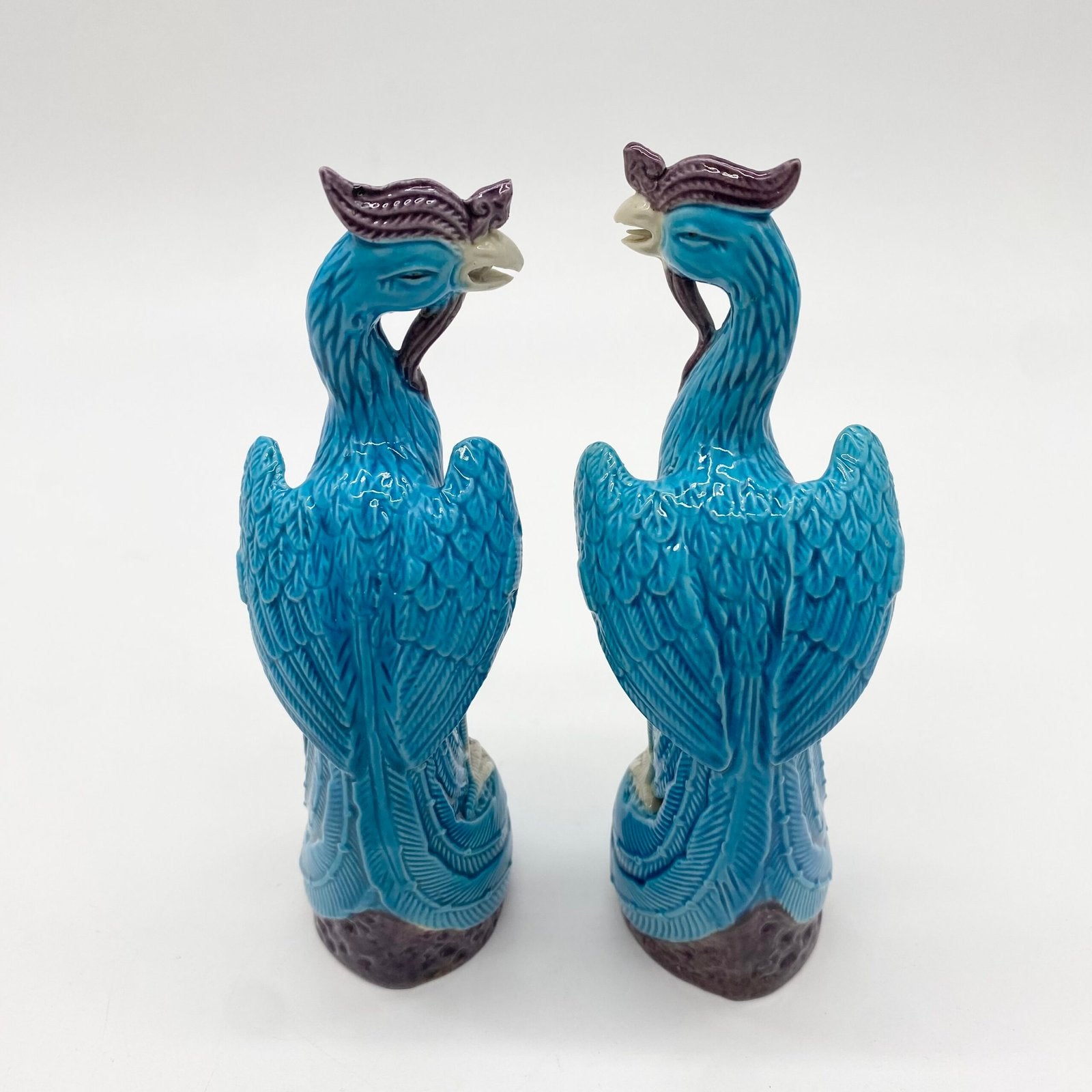 PAIRE DE "PHÉNIX" CHINOIS EN PORCELAINE FINE, XXe