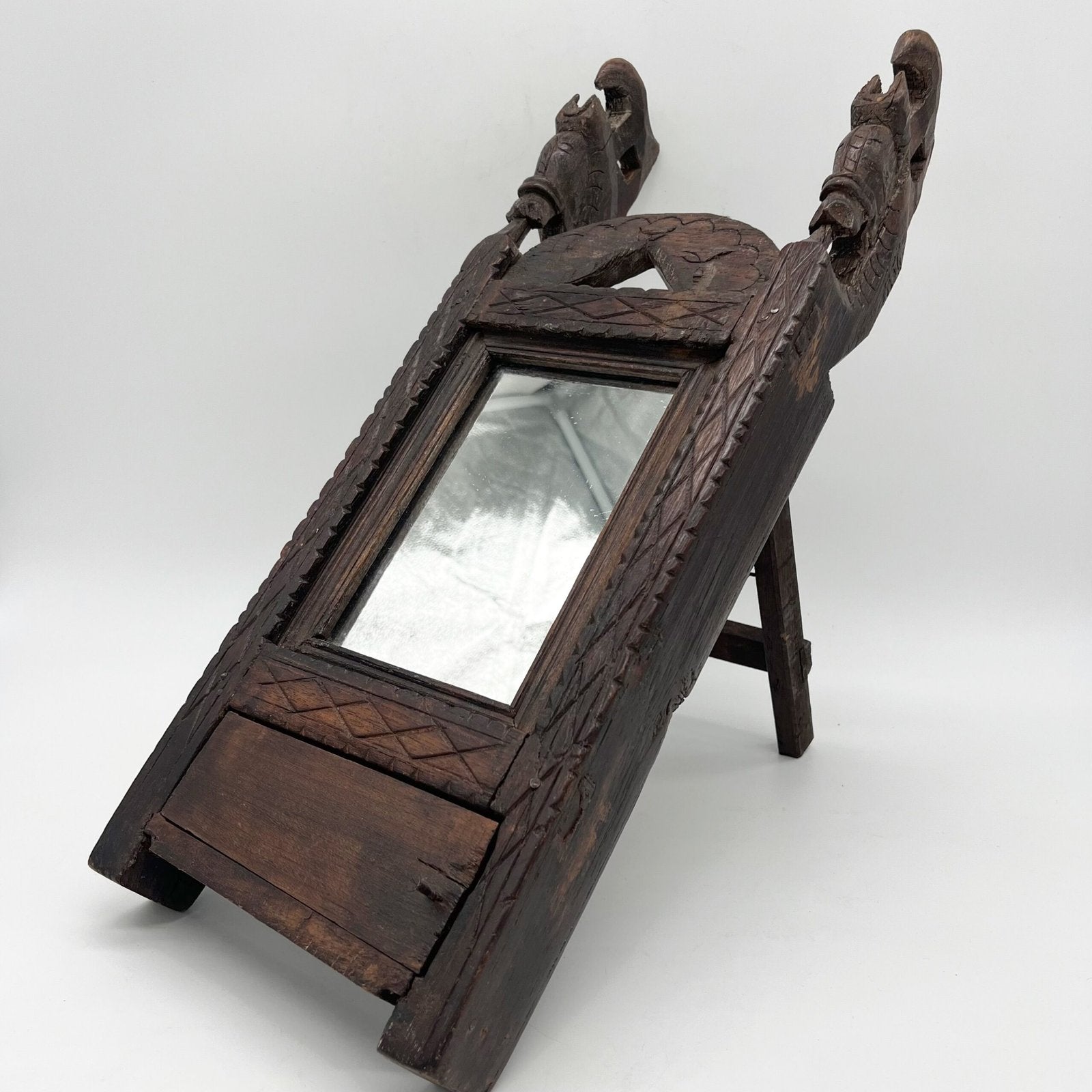 MIROIR BOIS DE TECK, RAJASTHAN "XIXe"