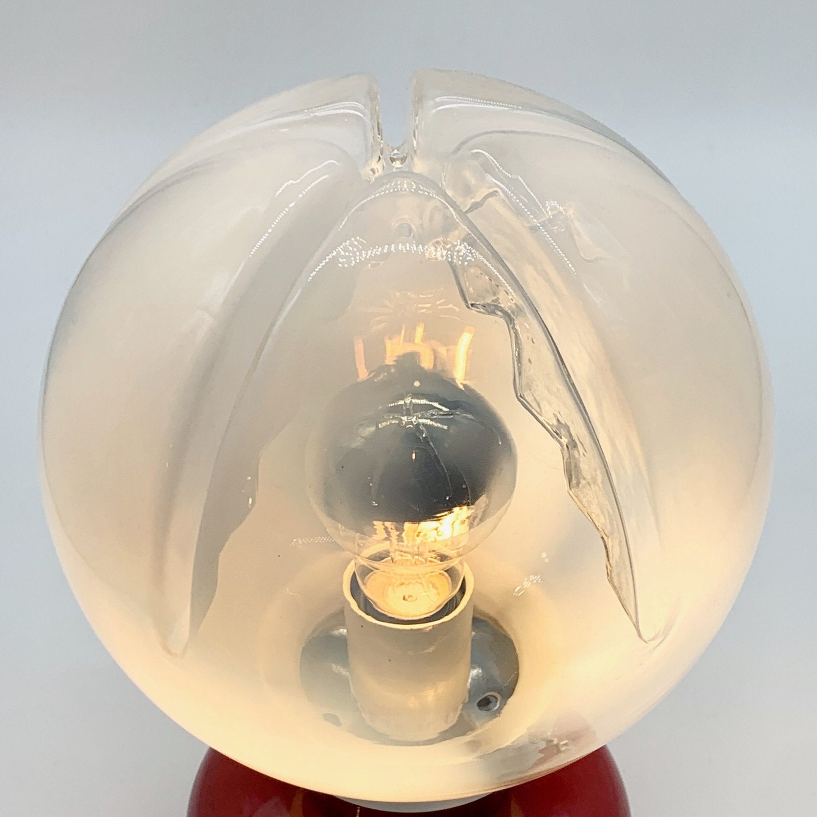 LAMPE DE TABLE ROUGE, CHROME & VERRE DE MURANO, 1970s