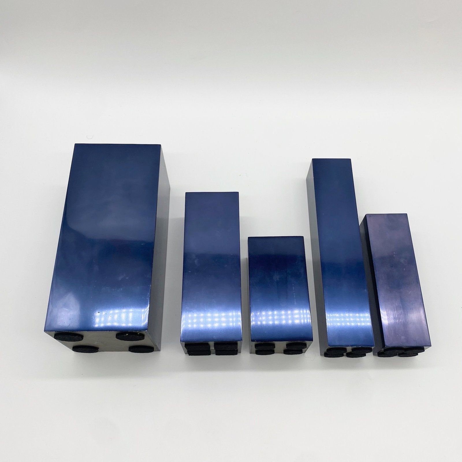 VASES MODULAIRES EN MÉTAL – BLEU PÉTROLE, 1980s