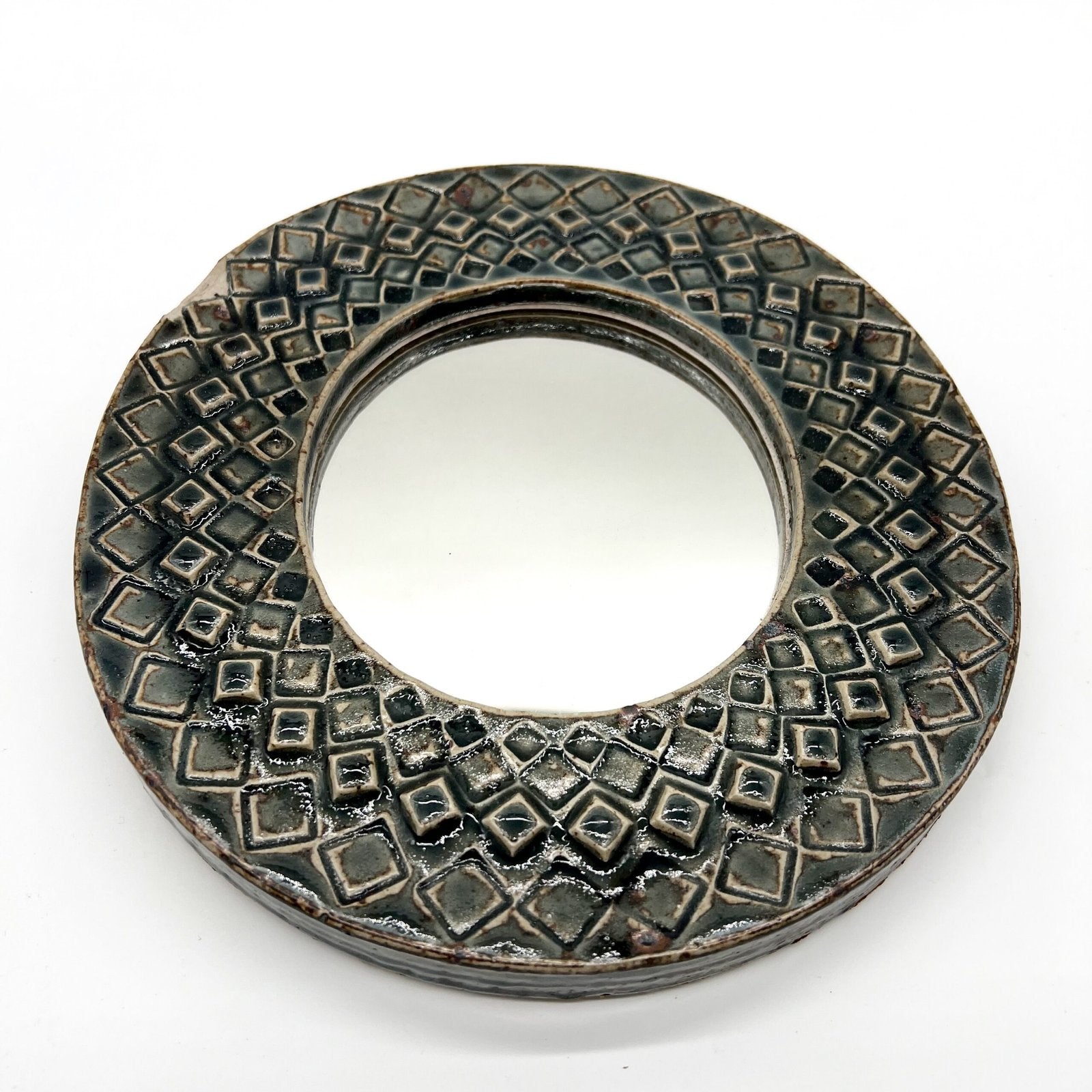MIROIR CERAMIQUE "LOSANGES" , 1970s