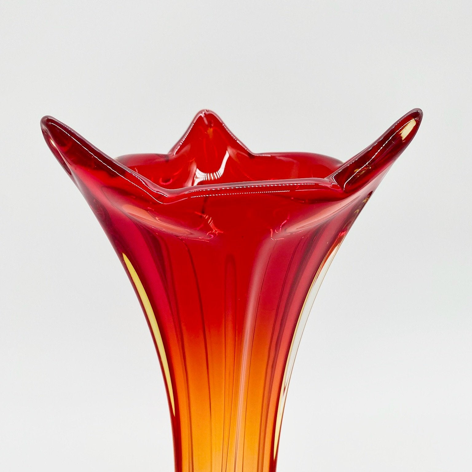 GRAND VASE MURANO ROUGE/JAUNE 1960