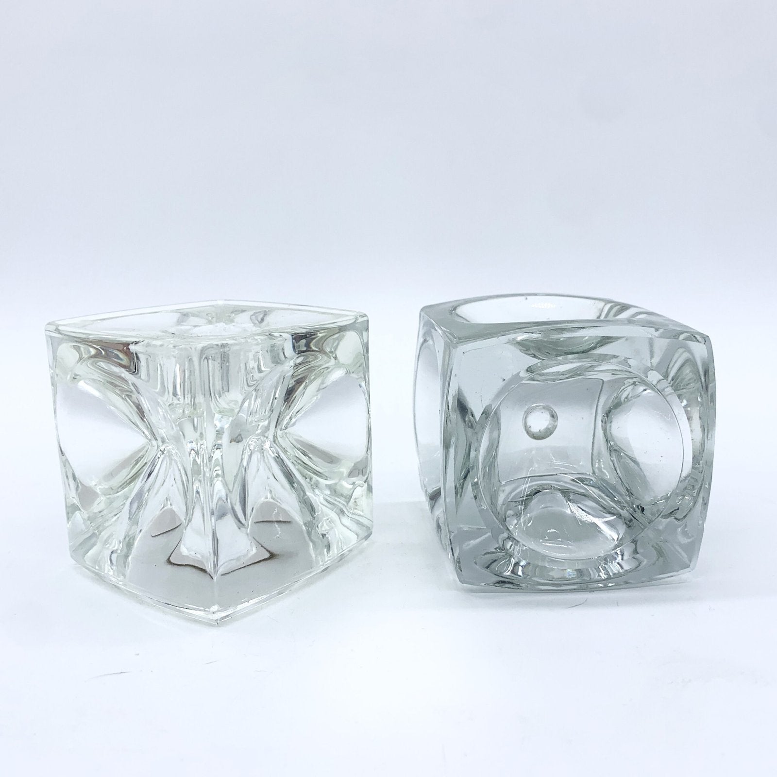 PAIRE DE BOUGEOIR EN VERRE PAR RUDOLF JURNKL, 1960
