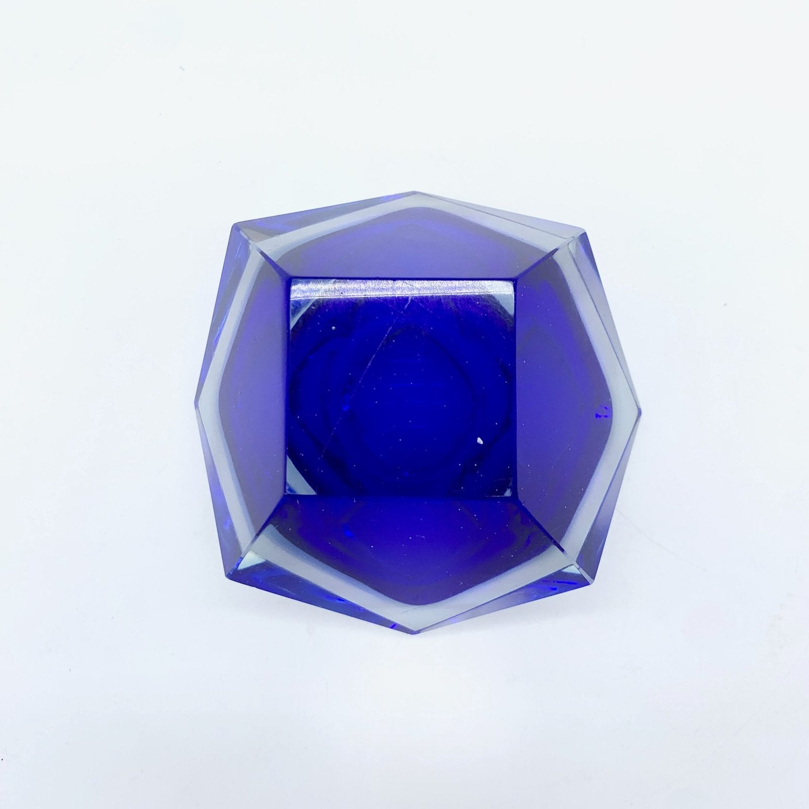 CENDRIER DIAMANT EN VERRE SOMMERSO PAR FLAVIO POLI – MURANO, 1950