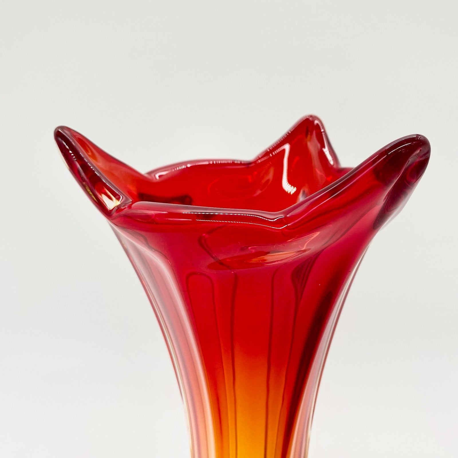 GRAND VASE MURANO ROUGE/JAUNE 1960