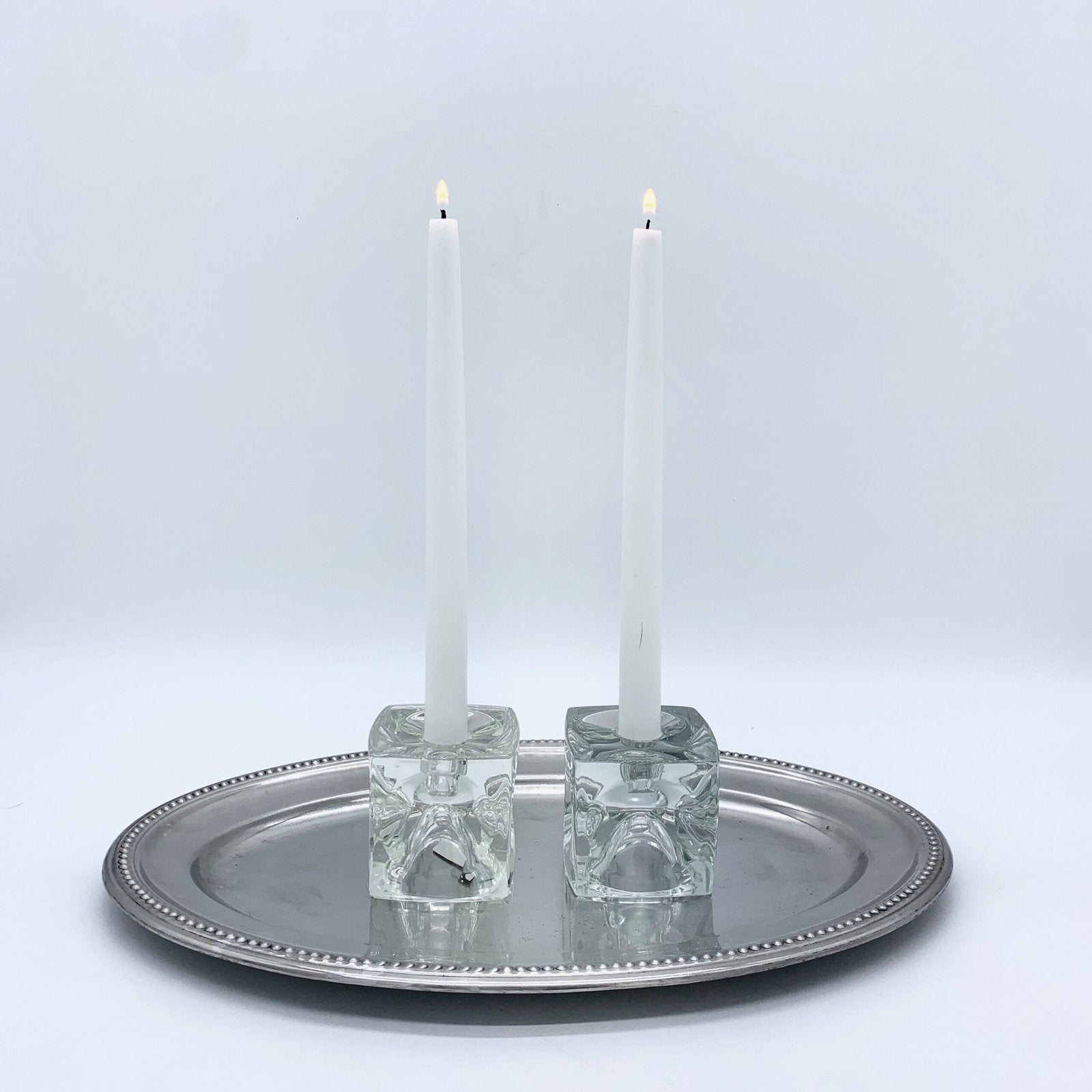 PAIRE DE BOUGEOIR EN VERRE PAR RUDOLF JURNKL, 1960