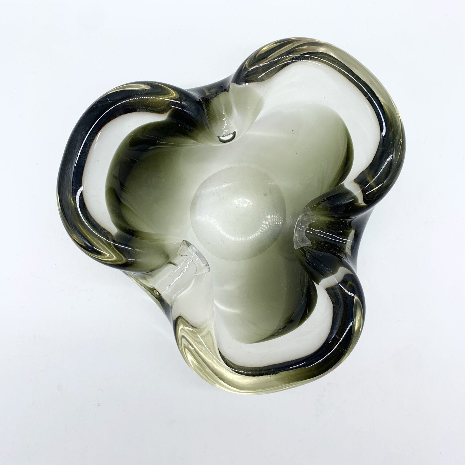 CENDRIER MURANO, NOIR ET GRIS FUMÉ, 1970