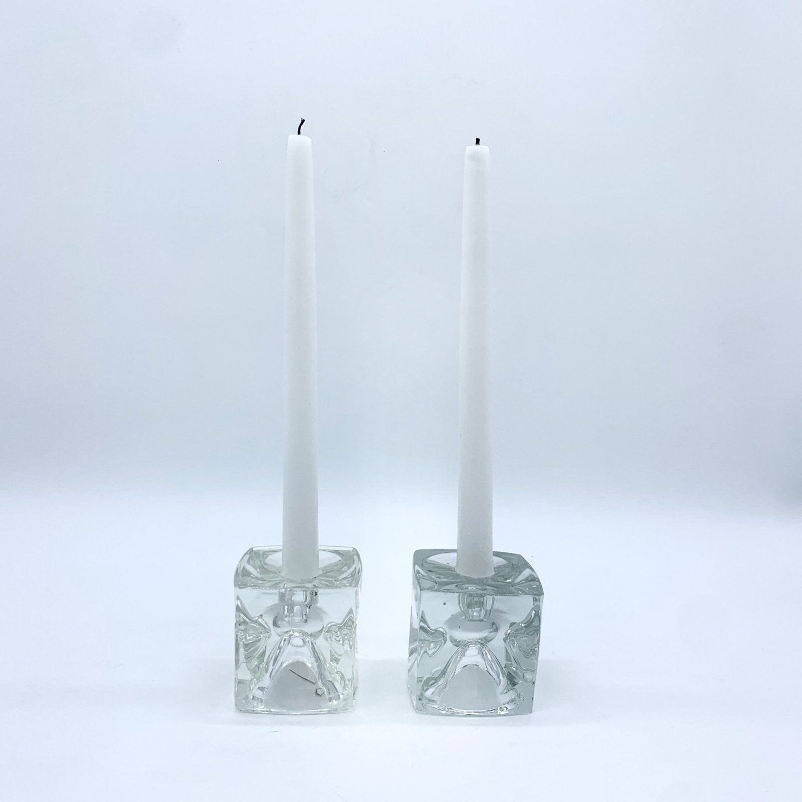 PAIRE DE BOUGEOIR EN VERRE PAR RUDOLF JURNKL, 1960