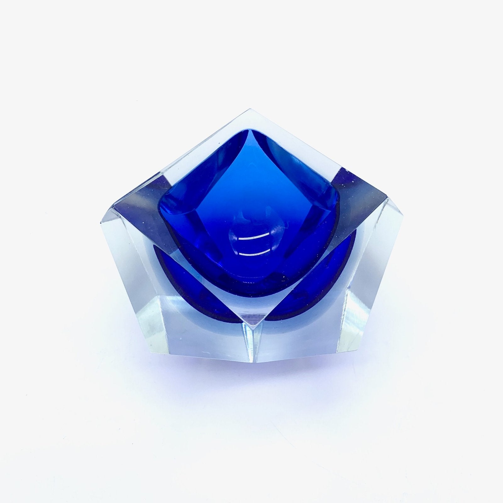 CENDRIER DIAMANT EN VERRE SOMMERSO PAR FLAVIO POLI – MURANO, 1950
