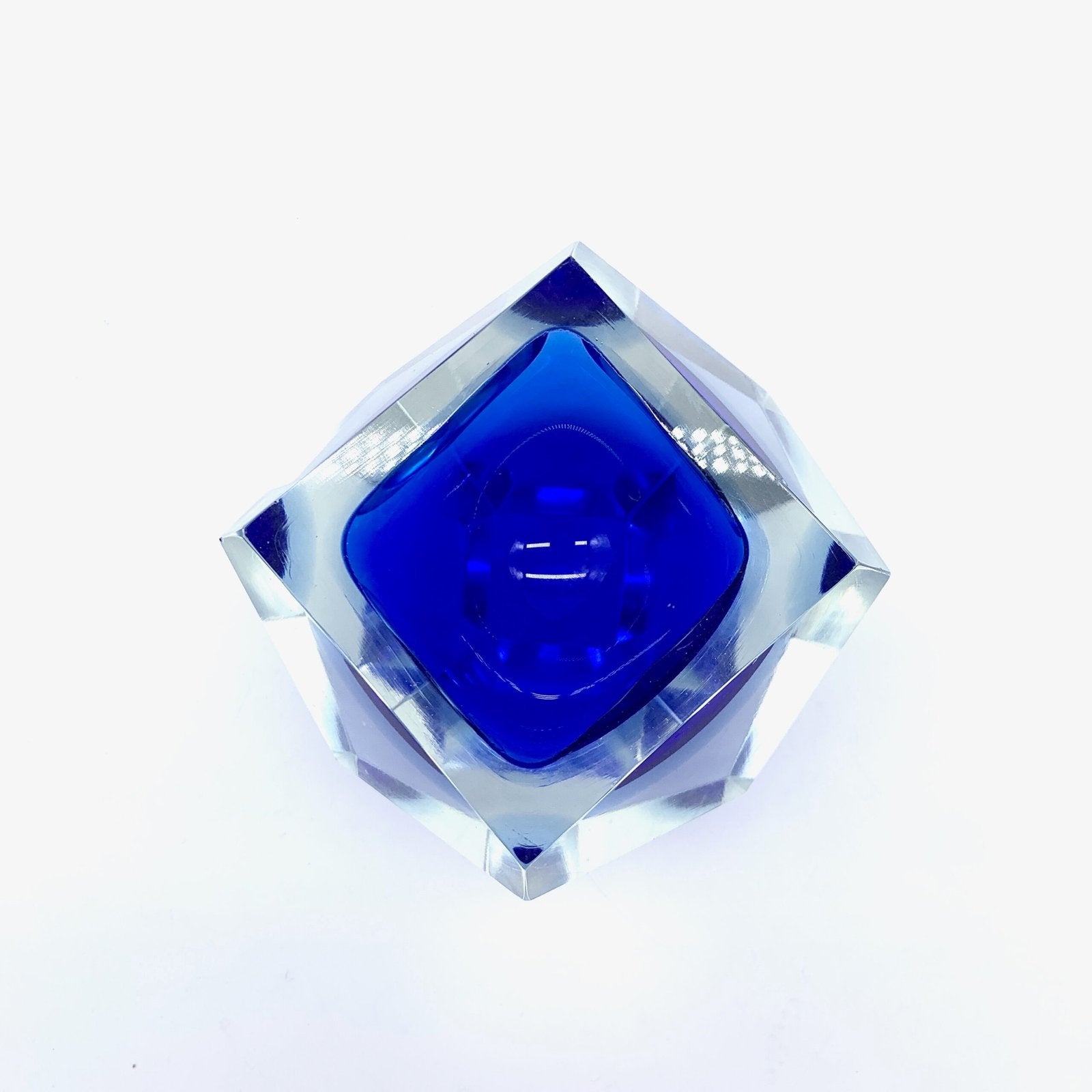 CENDRIER DIAMANT EN VERRE SOMMERSO PAR FLAVIO POLI – MURANO, 1950