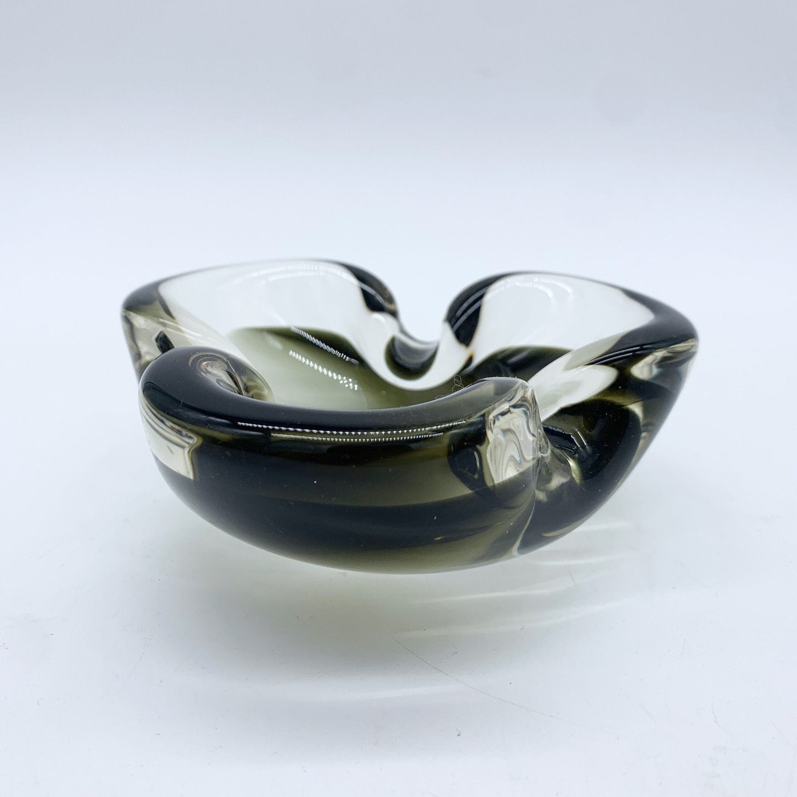 CENDRIER MURANO, NOIR ET GRIS FUMÉ, 1970