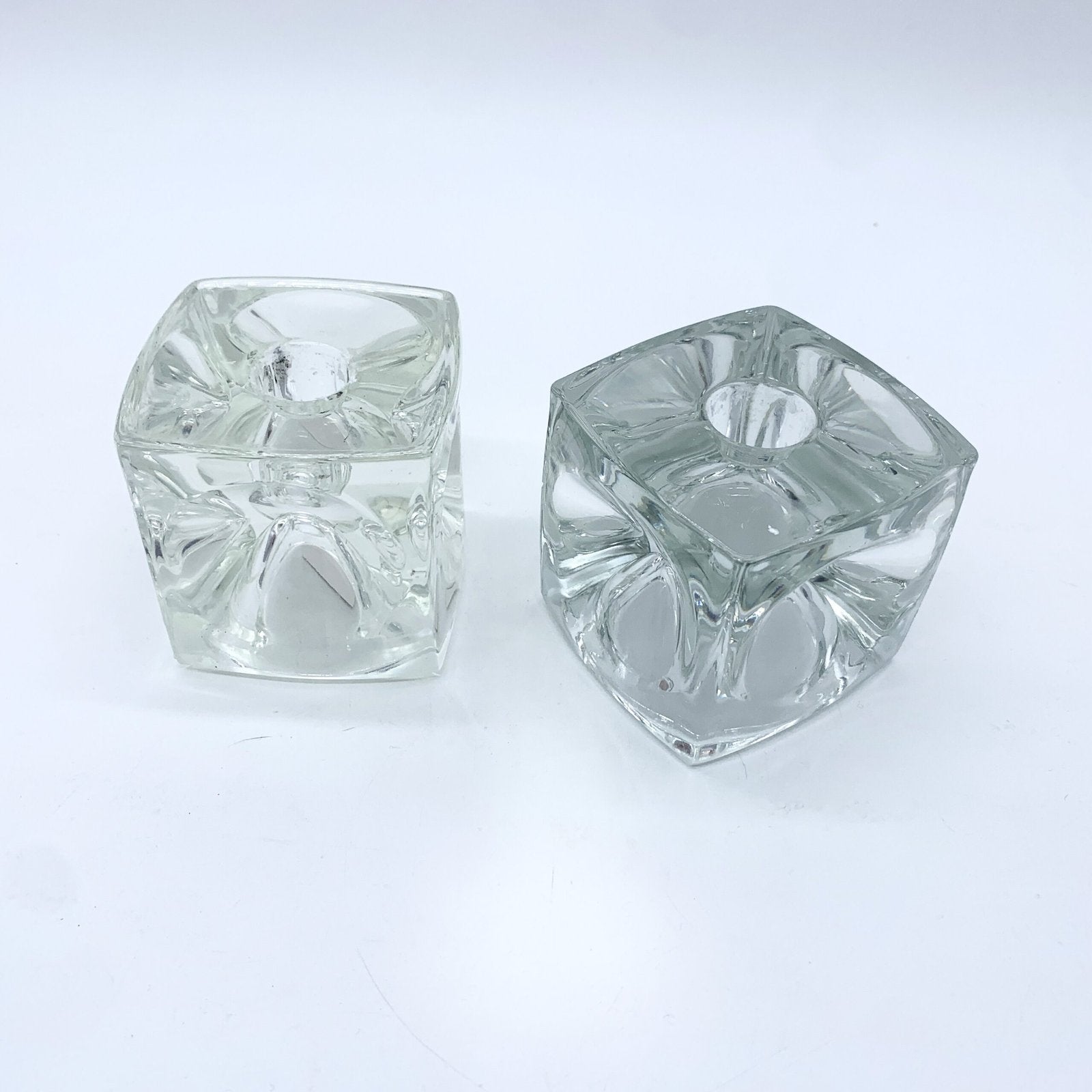 PAIRE DE BOUGEOIR EN VERRE PAR RUDOLF JURNKL, 1960