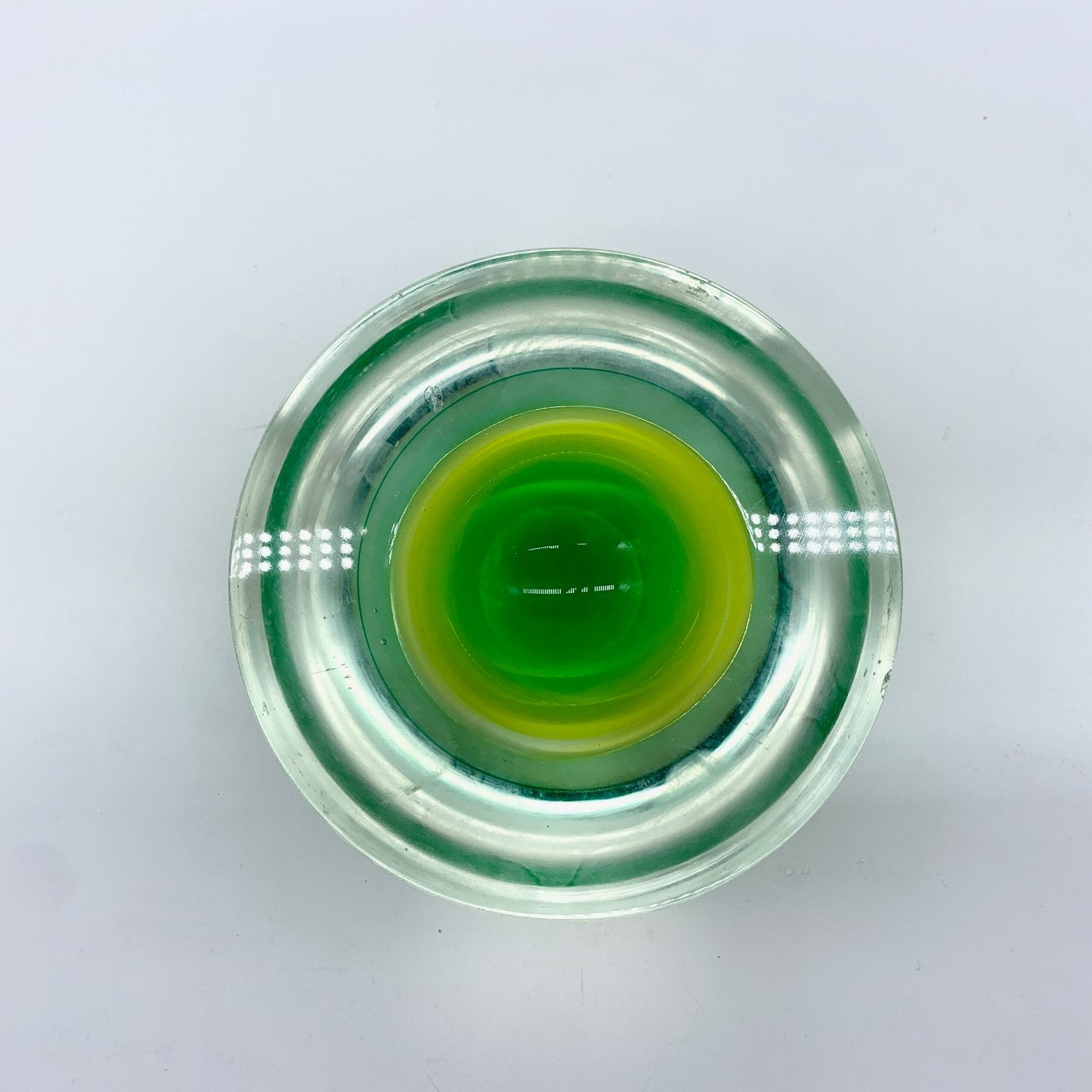 CENDRIER FLAVIO POLI, MURANO, VERT/JAUNE, SEGUSO, 1970