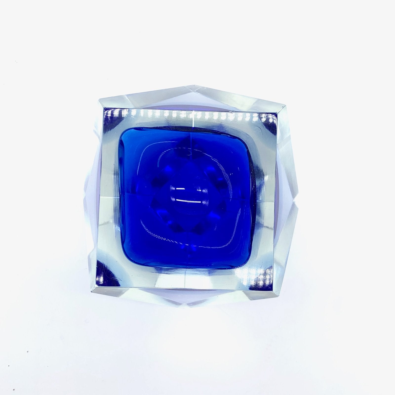 CENDRIER DIAMANT EN VERRE SOMMERSO PAR FLAVIO POLI – MURANO, 1950