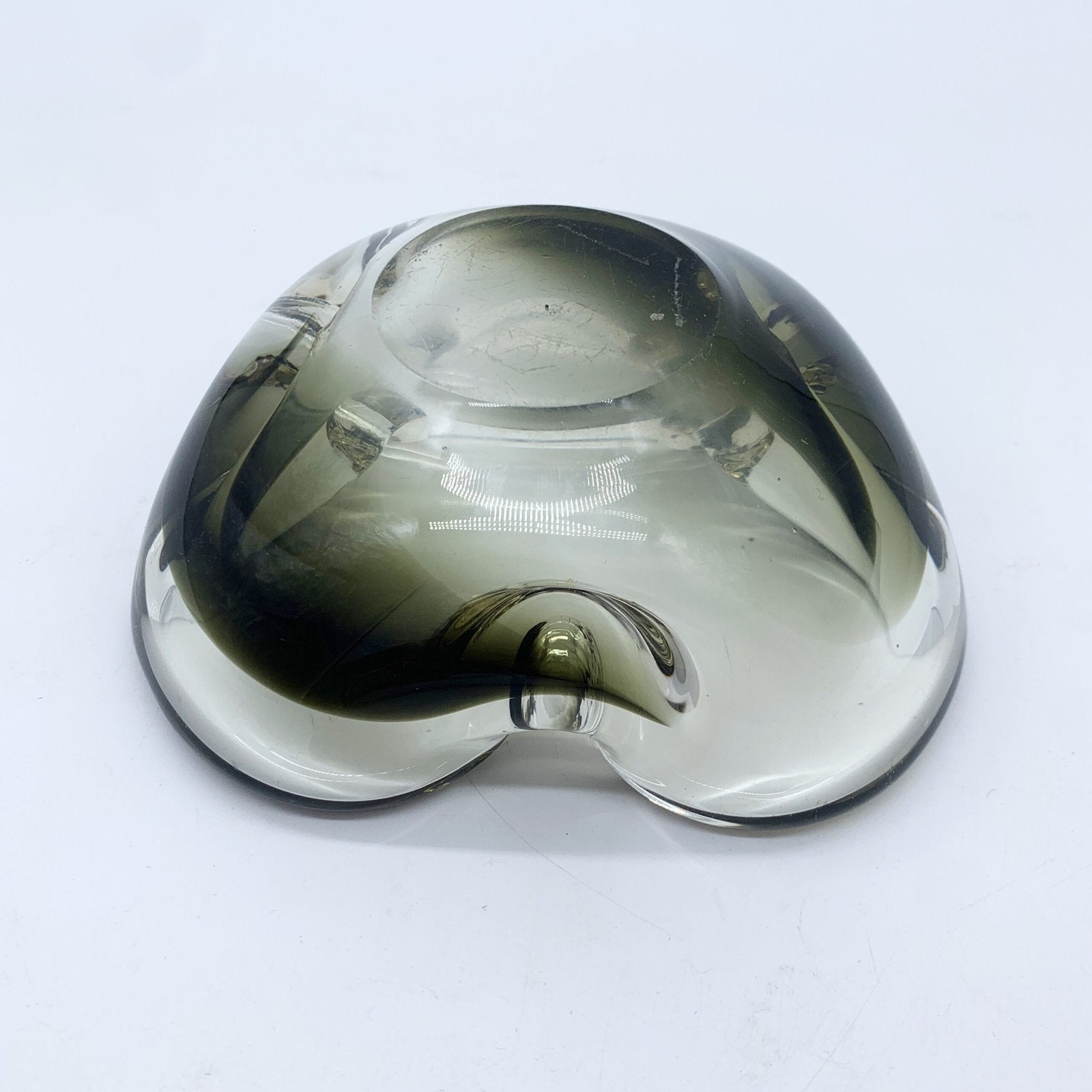 CENDRIER MURANO, NOIR ET GRIS FUMÉ, 1970