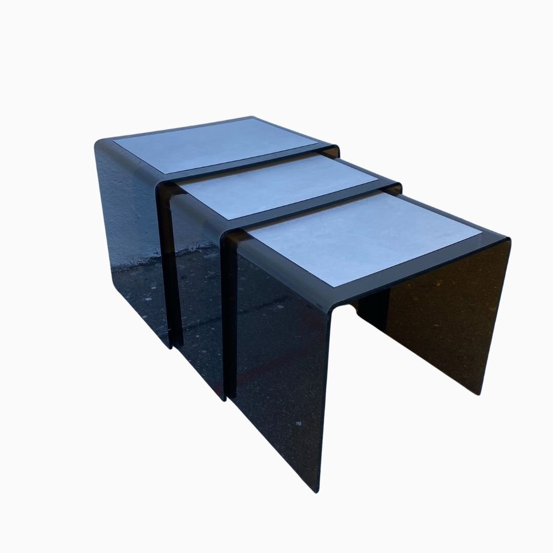 TABLE BASSE GIGOGNES PLEXI & ALU 70s