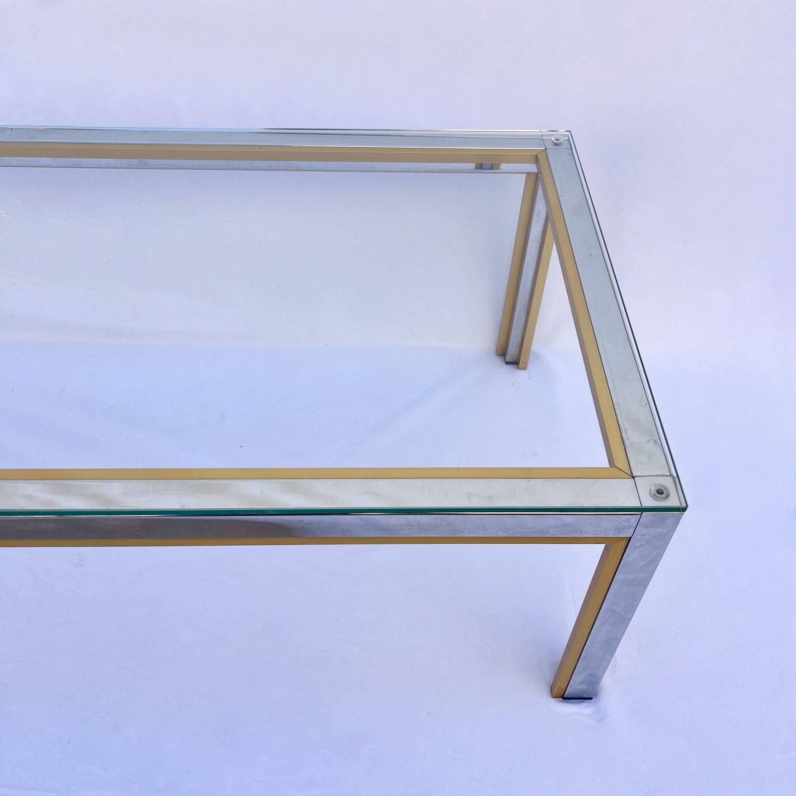 REGENCY CHROME AND GLASS COFFEE TABLE BY RENATO ZEVI, ITALY 1970