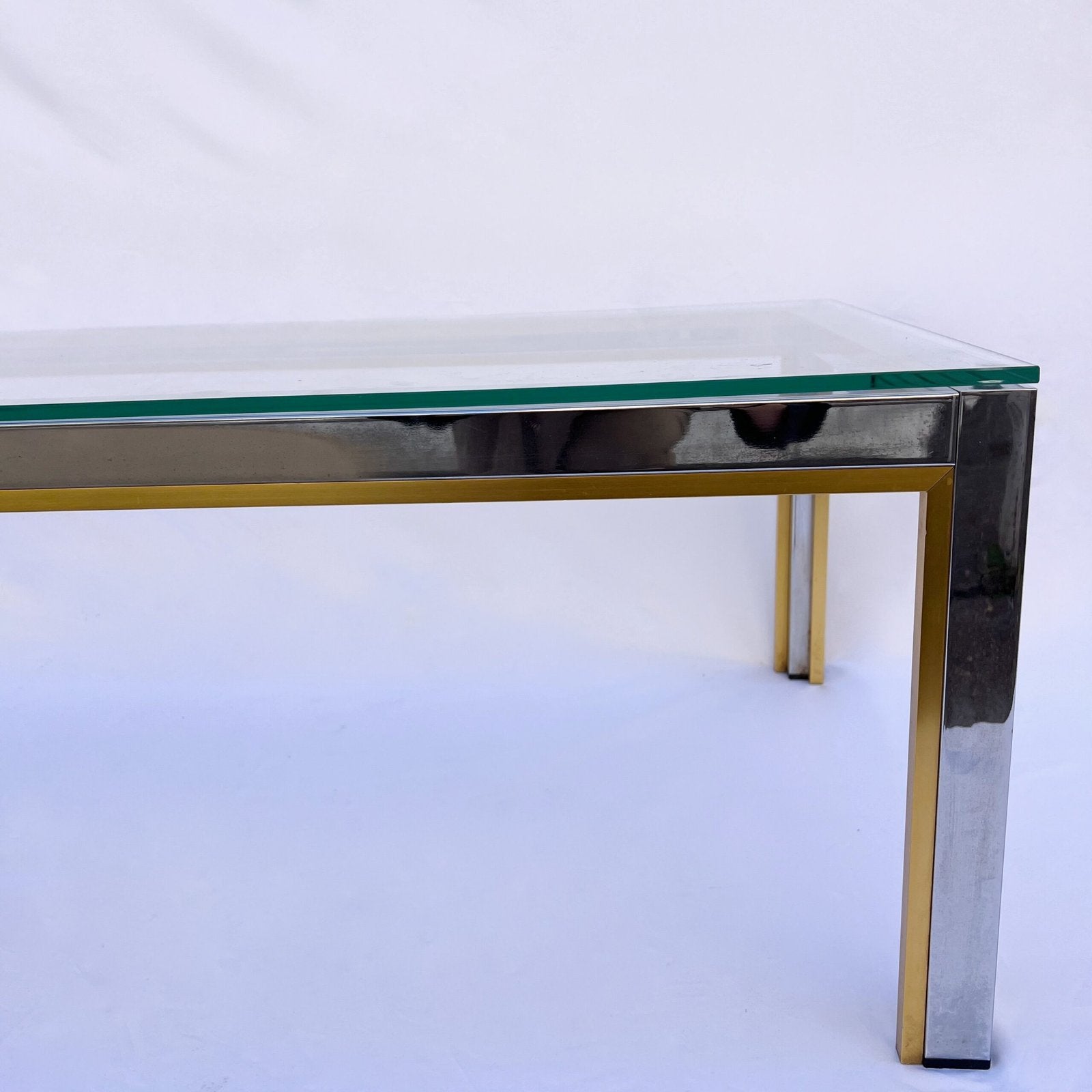 REGENCY CHROME AND GLASS COFFEE TABLE BY RENATO ZEVI, ITALY 1970