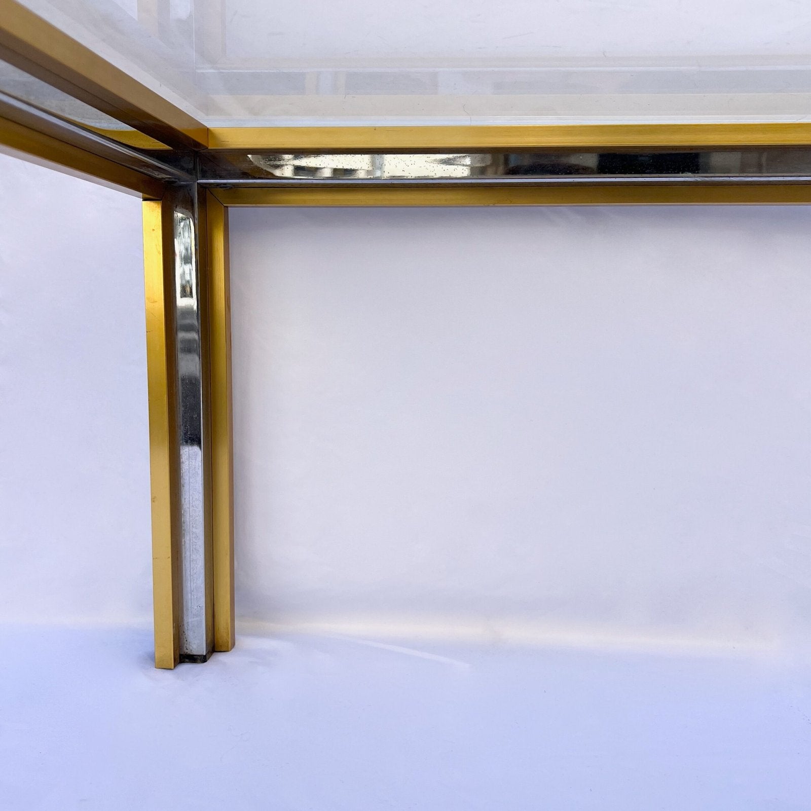 REGENCY CHROME AND GLASS COFFEE TABLE BY RENATO ZEVI, ITALY 1970