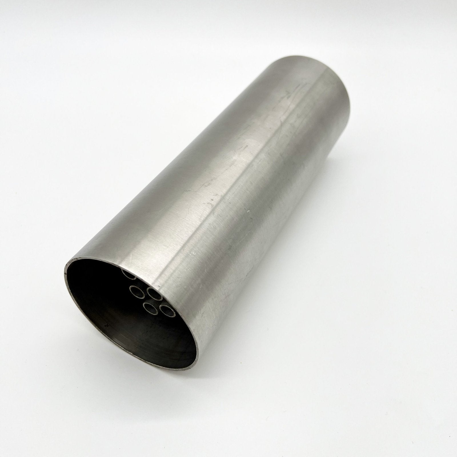 VASE ROULEAU / PIQUE-FLEURS INTÉGRÉ – ALUMINIUM BROSSÉ, 1970s