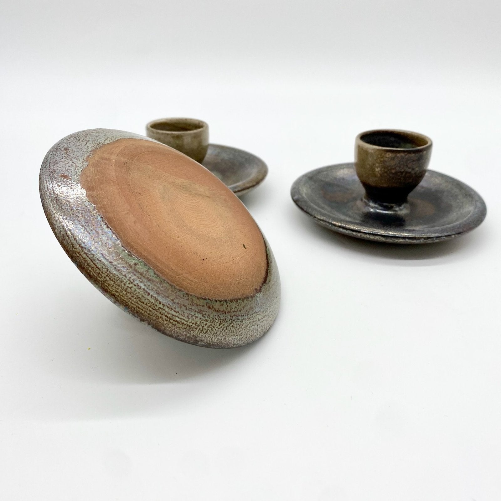 COQUETIERS EN GRÈS ÉMAILLÉ — TRAVAIL ARTISANAL, 1970-80