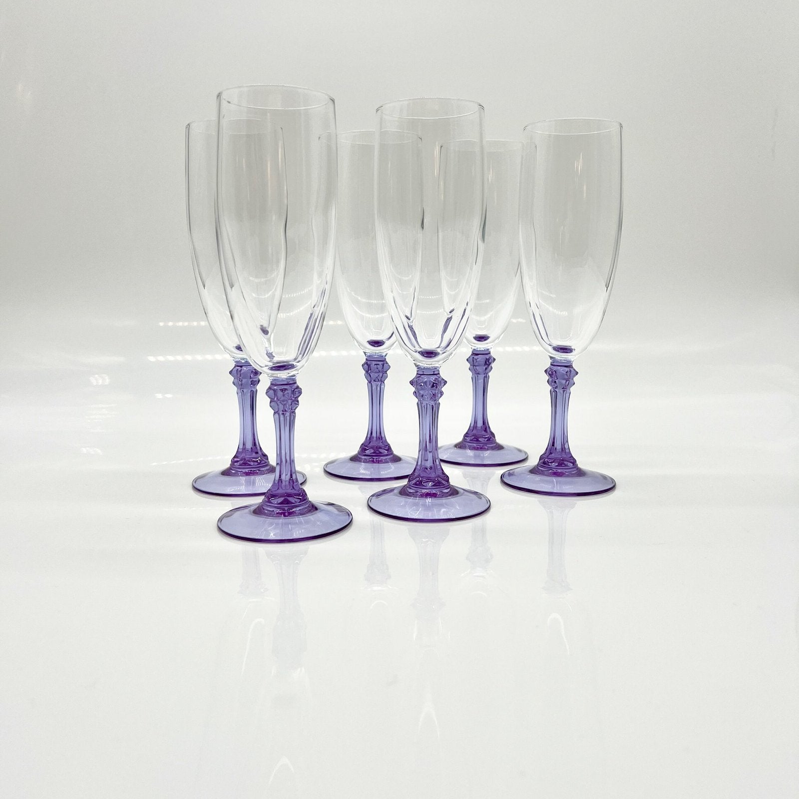 VERRES À CHAMPAGNE "ALEXANDRITE" 1990s – LOT DE 6