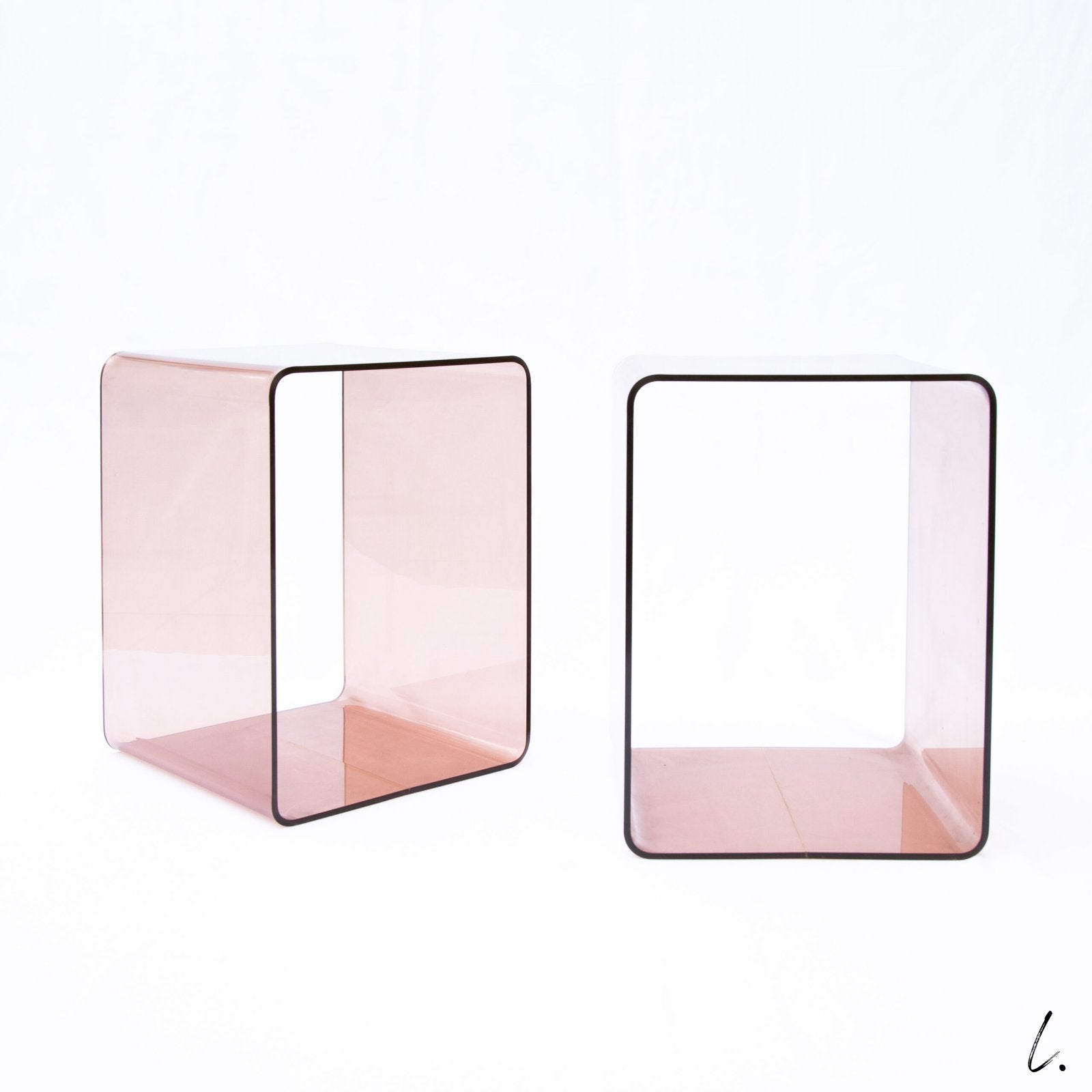 PAIR OF PLEXI END TABLES, MICHEL DUMAS FOR ROCHE BOBOIS, 1970