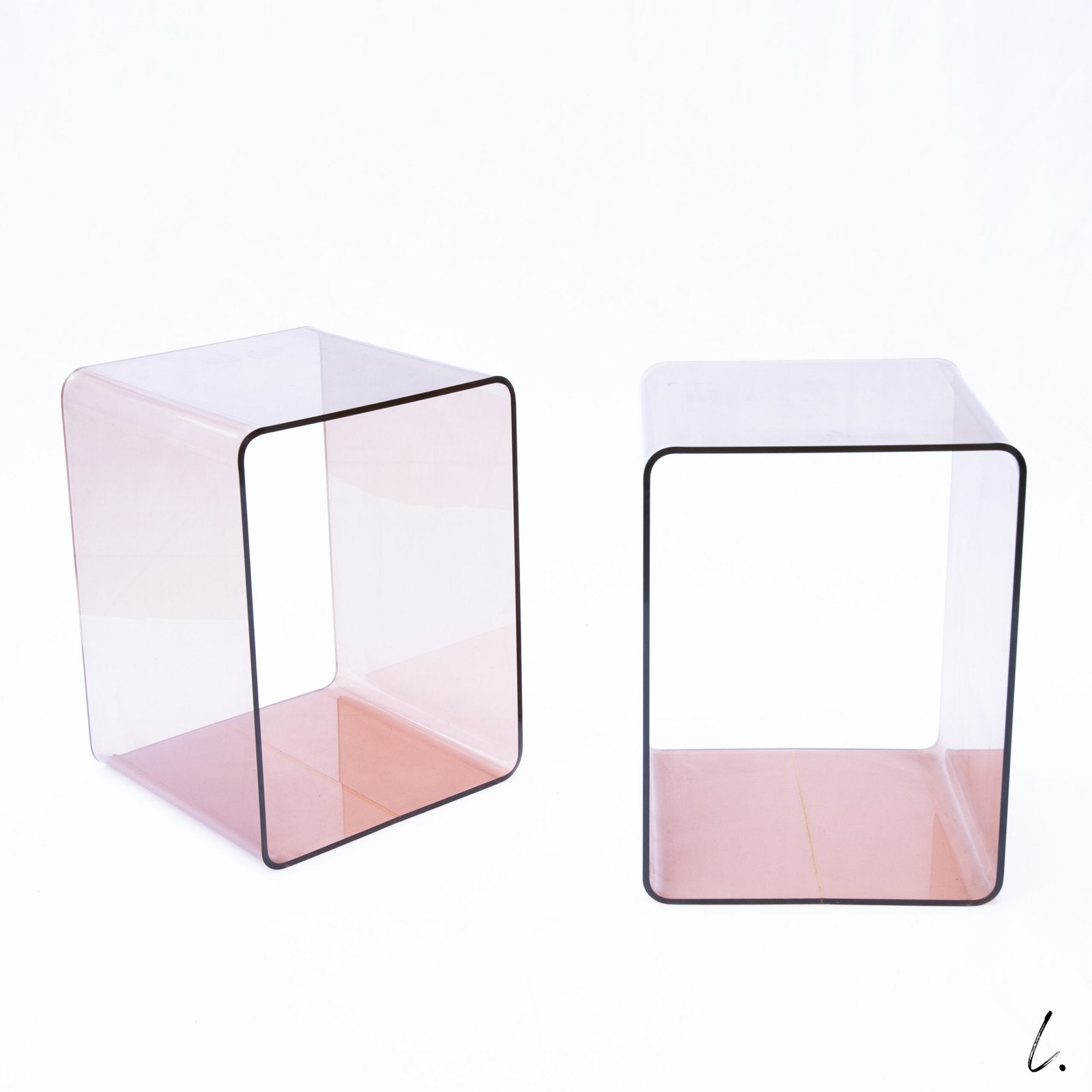 PAIR OF PLEXI END TABLES, MICHEL DUMAS FOR ROCHE BOBOIS, 1970