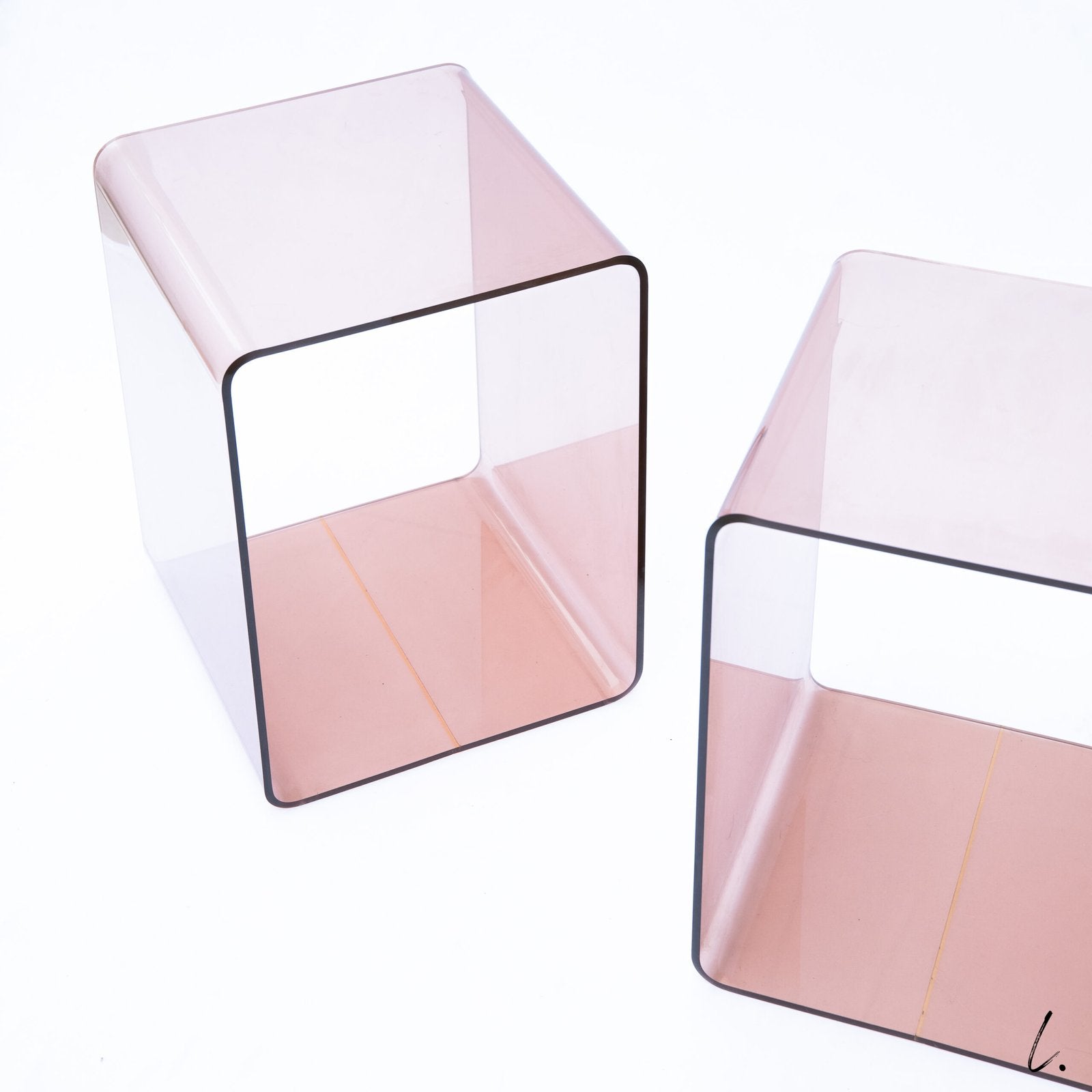 PAIR OF PLEXI END TABLES, MICHEL DUMAS FOR ROCHE BOBOIS, 1970