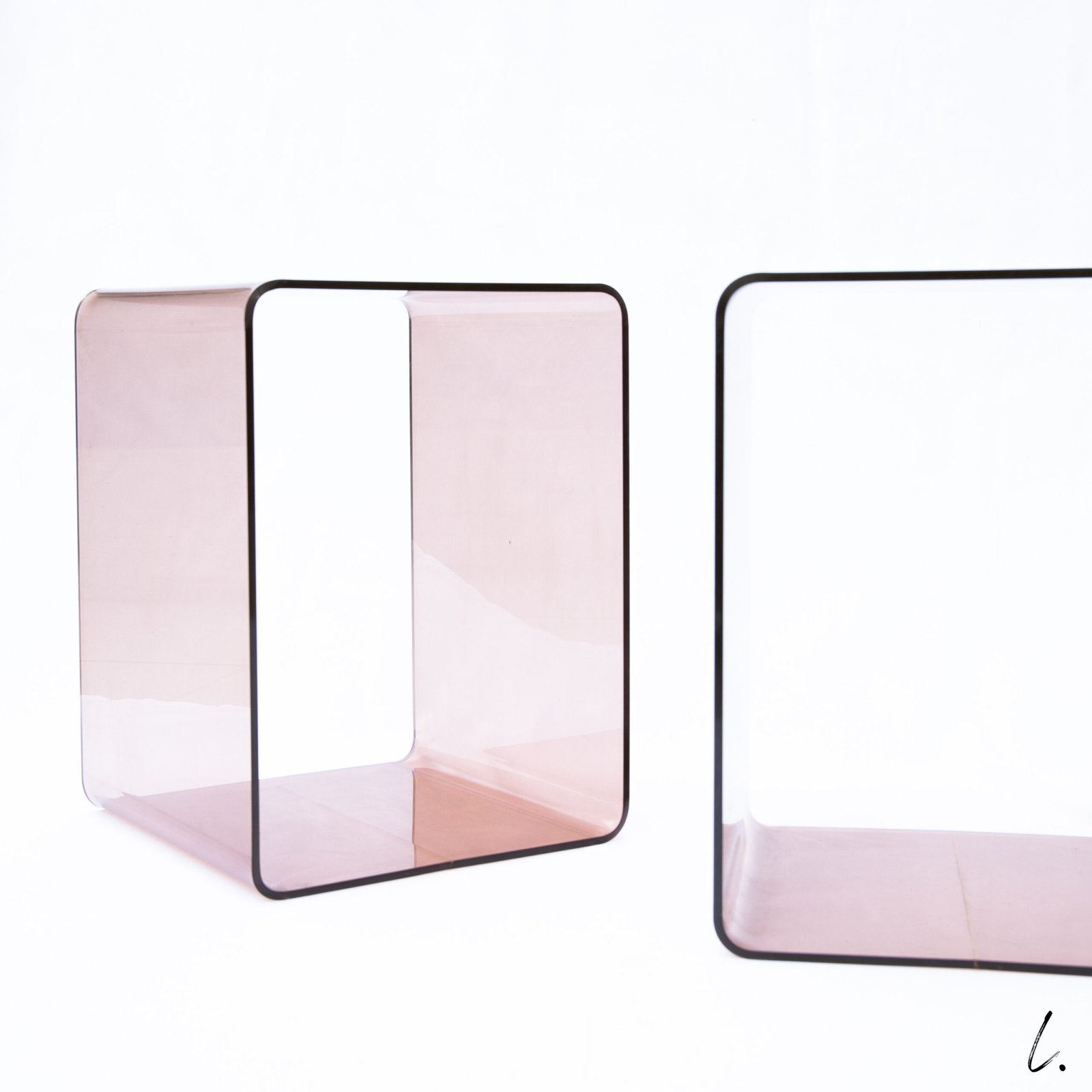 PAIR OF PLEXI END TABLES, MICHEL DUMAS FOR ROCHE BOBOIS, 1970