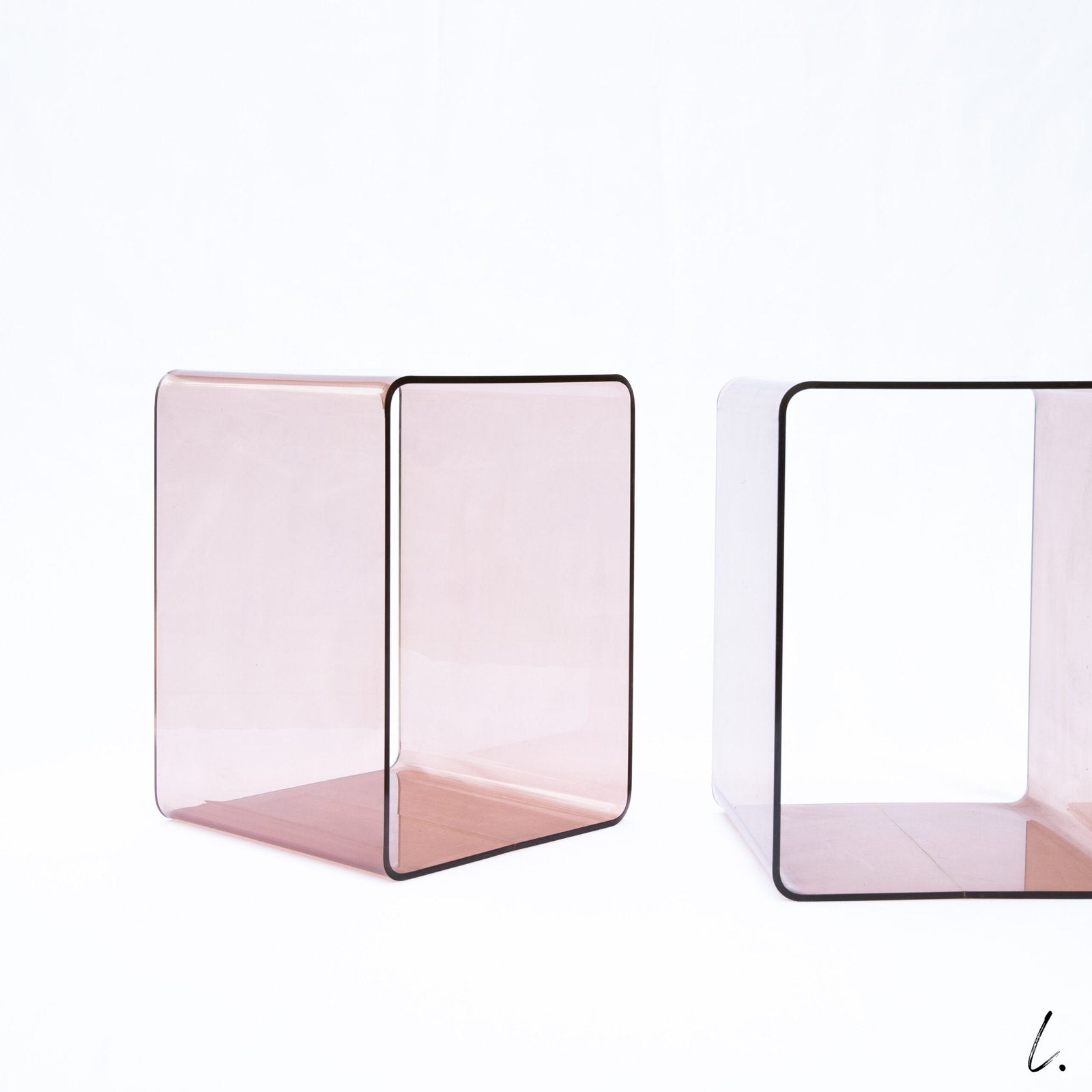 PAIR OF PLEXI END TABLES, MICHEL DUMAS FOR ROCHE BOBOIS, 1970