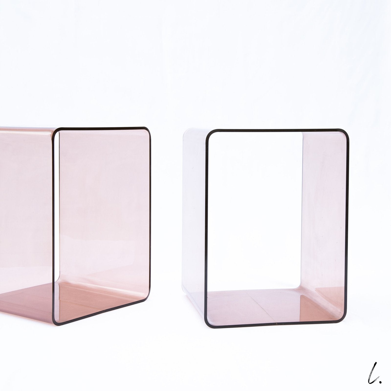 PAIR OF PLEXI END TABLES, MICHEL DUMAS FOR ROCHE BOBOIS, 1970
