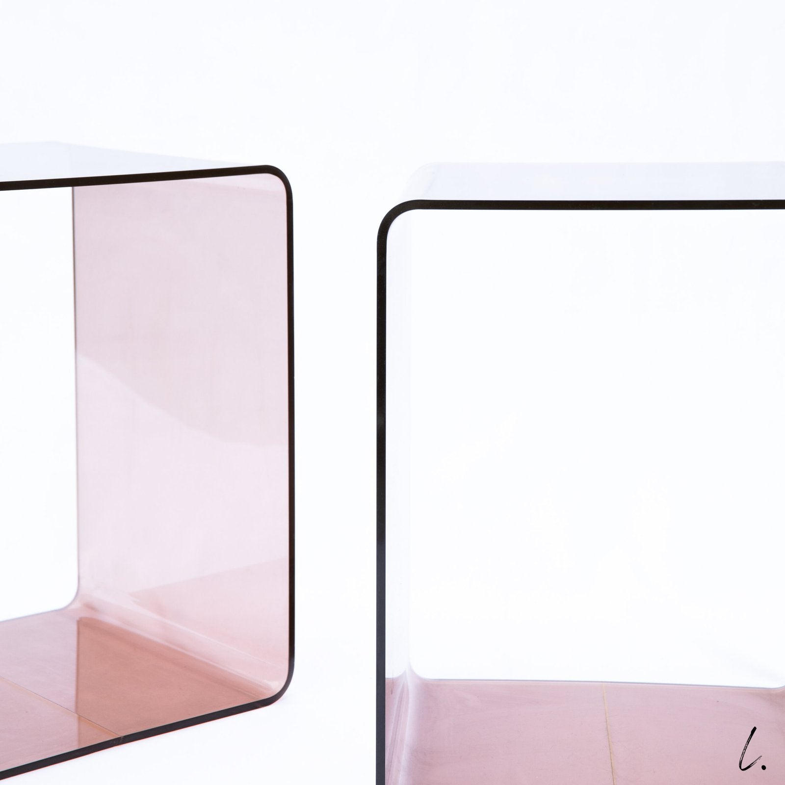 PAIR OF PLEXI END TABLES, MICHEL DUMAS FOR ROCHE BOBOIS, 1970