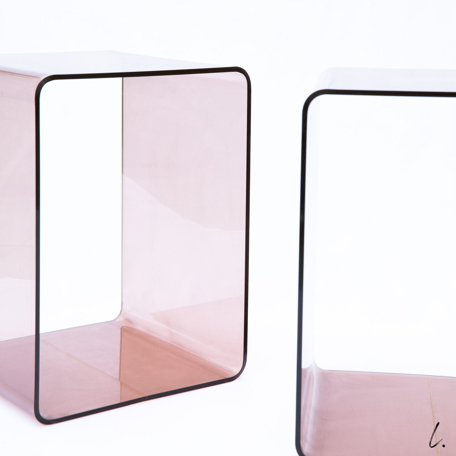 PAIR OF PLEXI END TABLES, MICHEL DUMAS FOR ROCHE BOBOIS, 1970