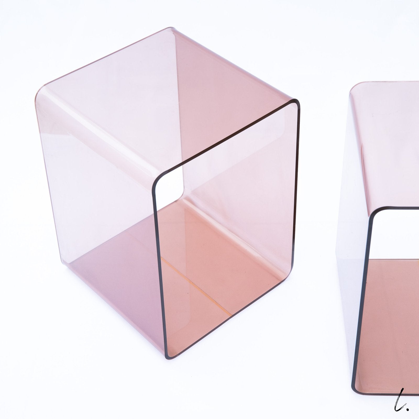 PAIR OF PLEXI END TABLES, MICHEL DUMAS FOR ROCHE BOBOIS, 1970