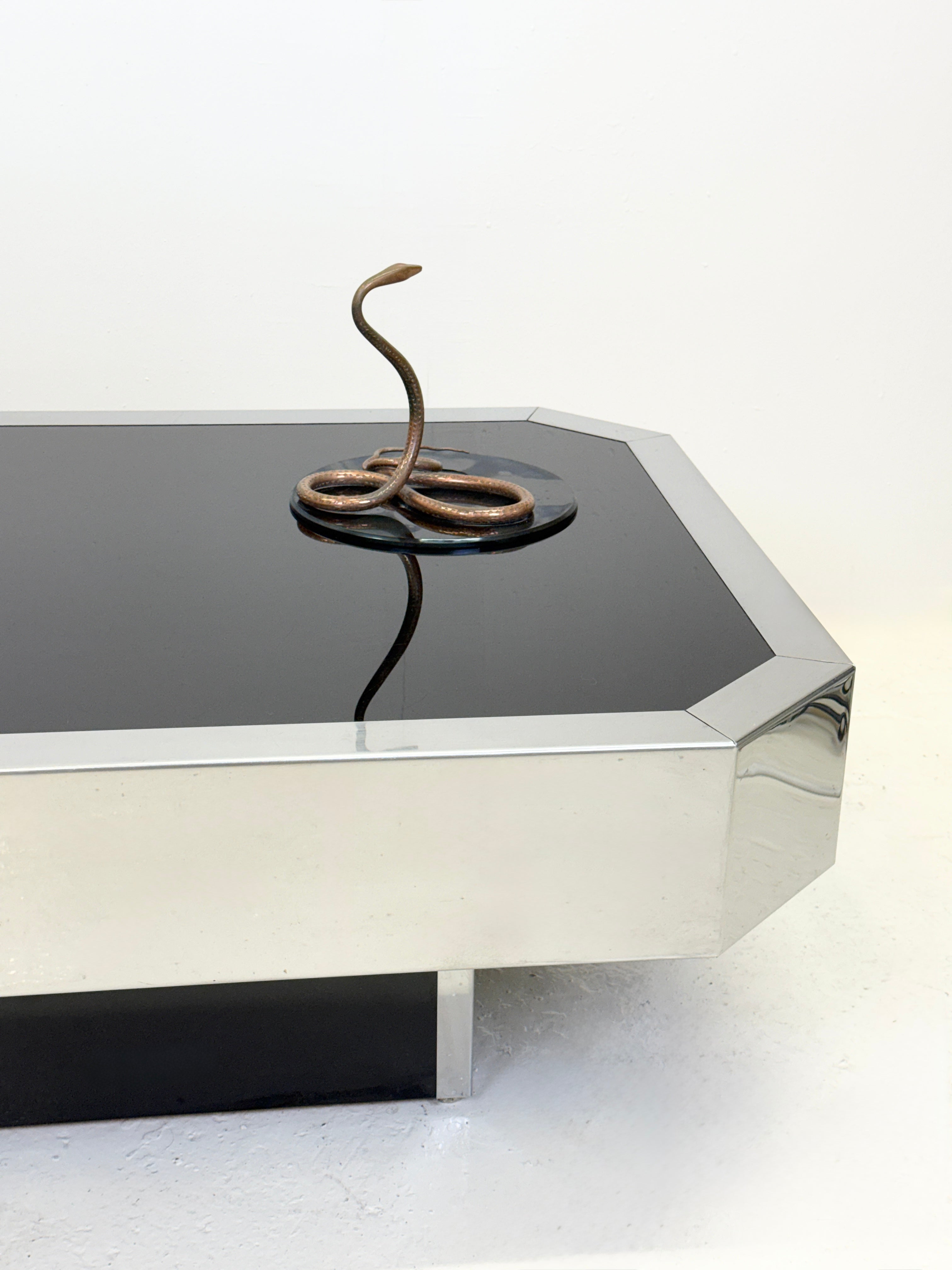 TABLE BASSE CHROMÉE DLG “WILLY RIZZO”, ITALIE, 1970s