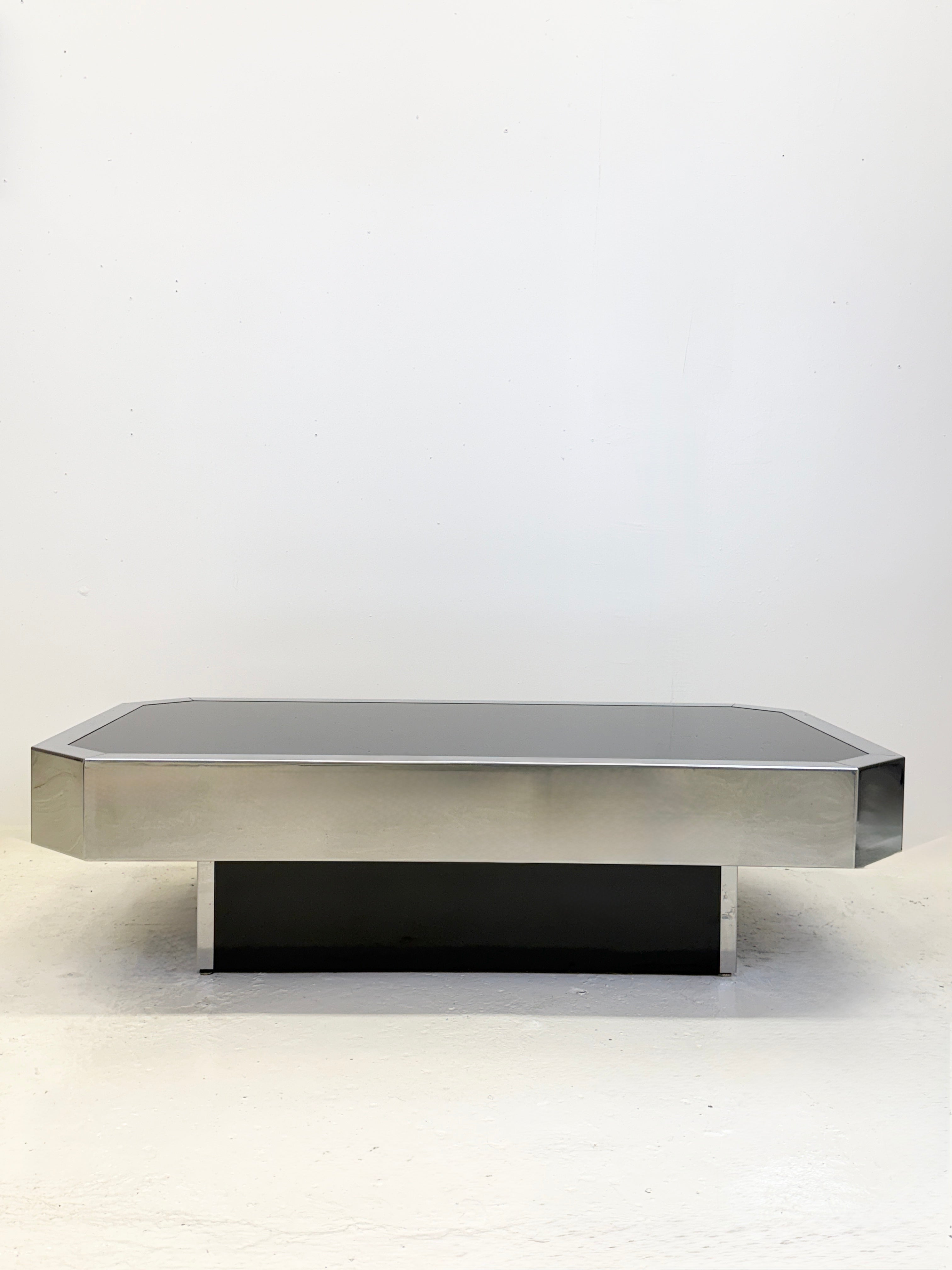 TABLE BASSE CHROMÉE DLG “WILLY RIZZO”, ITALIE, 1970s