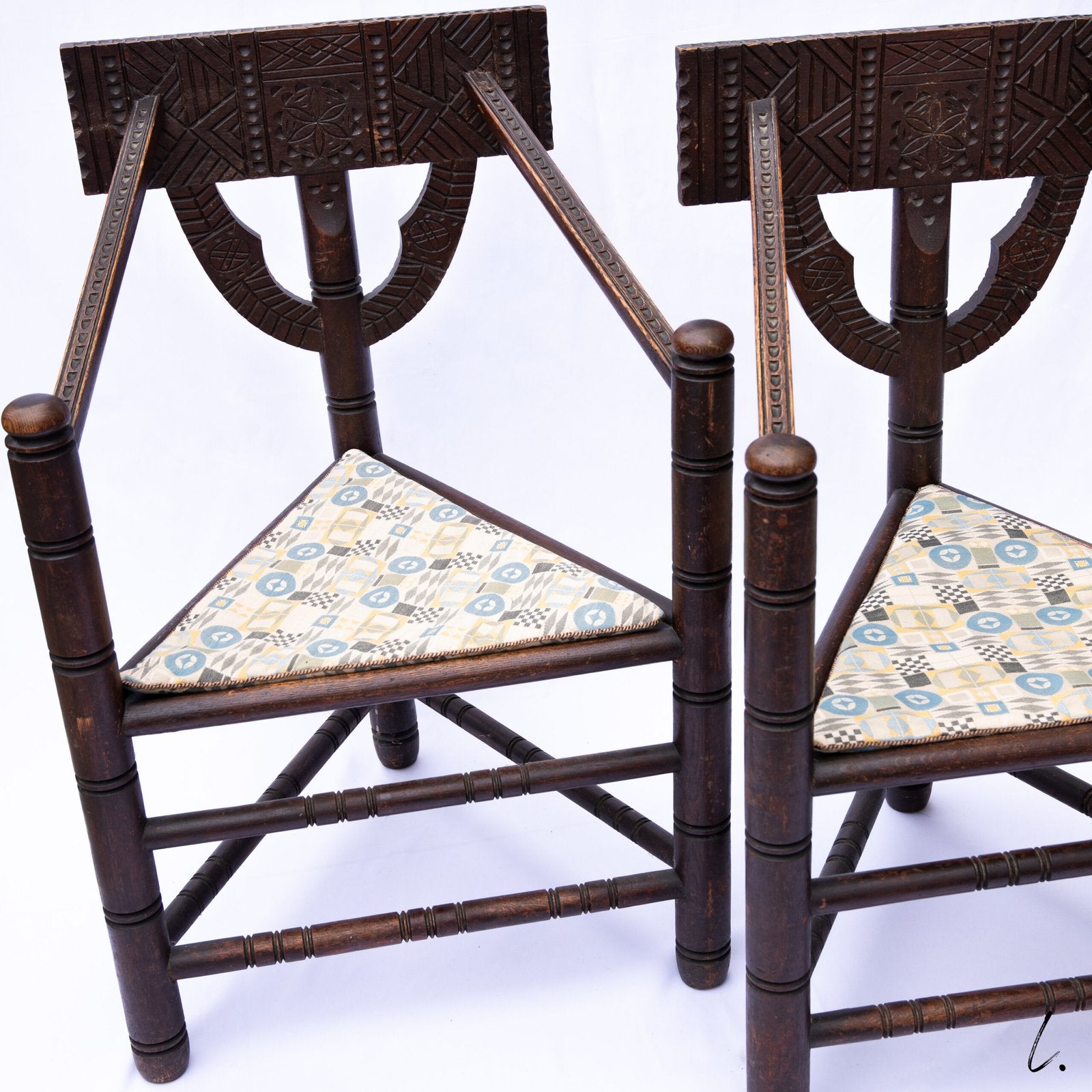 PAIR OF MONK CHAIRS IN SOLID OAK, SWEDEN, 1900